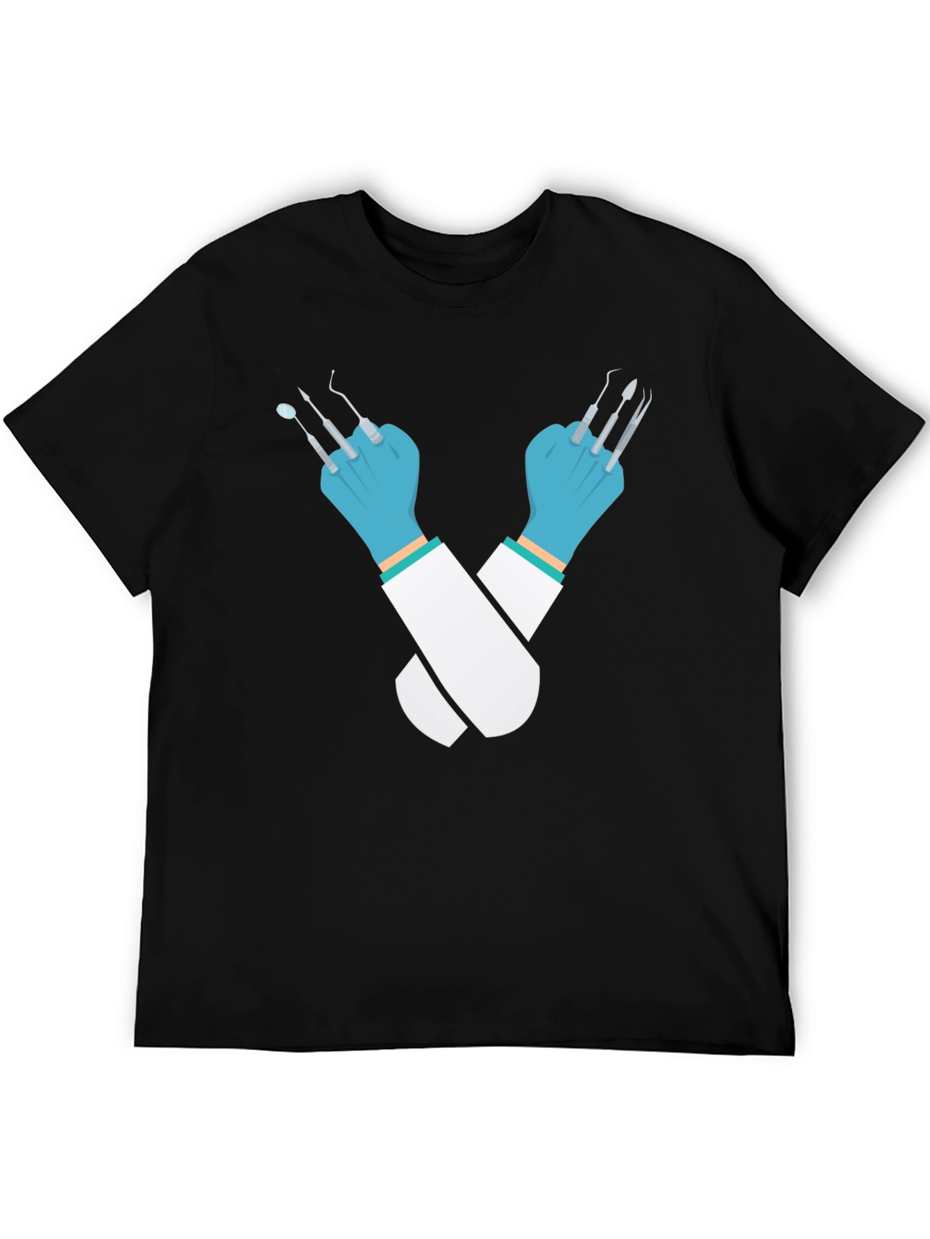 Black Dentist Tools Graphic Tee - Novelty T-Shirt view 5