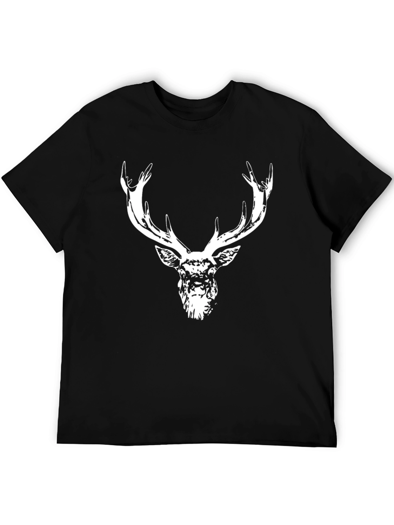 Black Deer Head Graphic Tee - Black Cotton Blend view 5