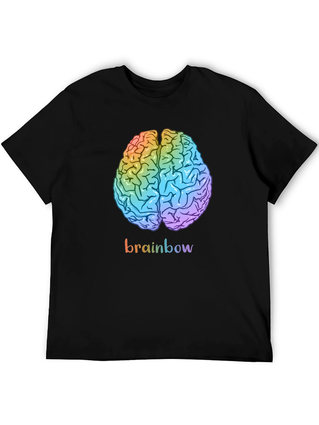 Black Rainbow Brain Graphic Tee - Unisex Cotton T-Shirt view 5