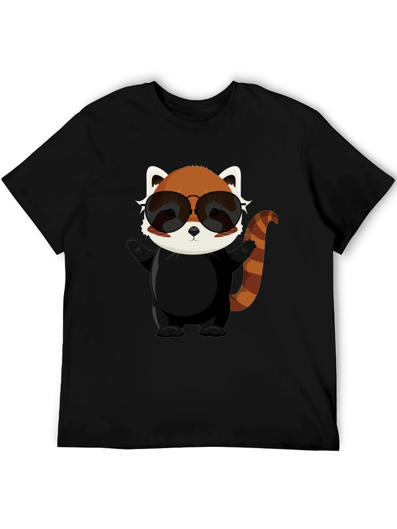 Black Cool Red Panda Graphic Tee view 5