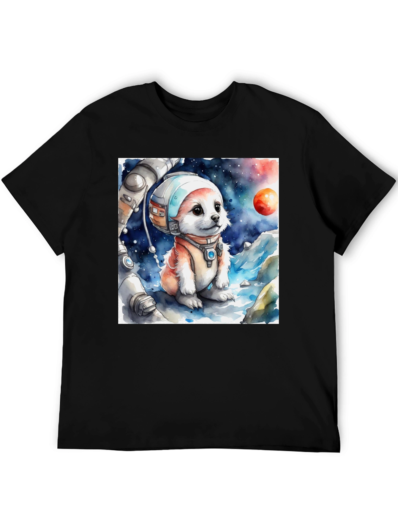 Black Astronaut Puppy Graphic Tee - Space Pup Shirt view 5