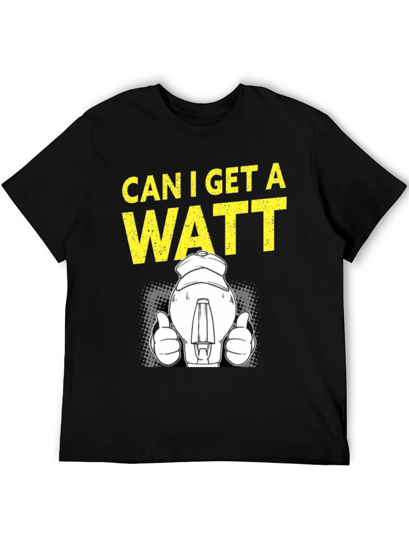 Black Can I Get A Watt T-Shirt, Electrician Humor Tee view 5