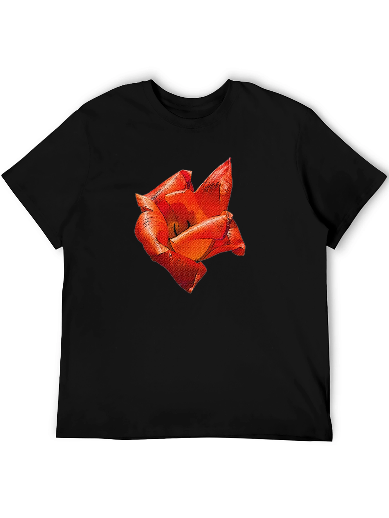 Black Red Floral Print T-Shirt view 5