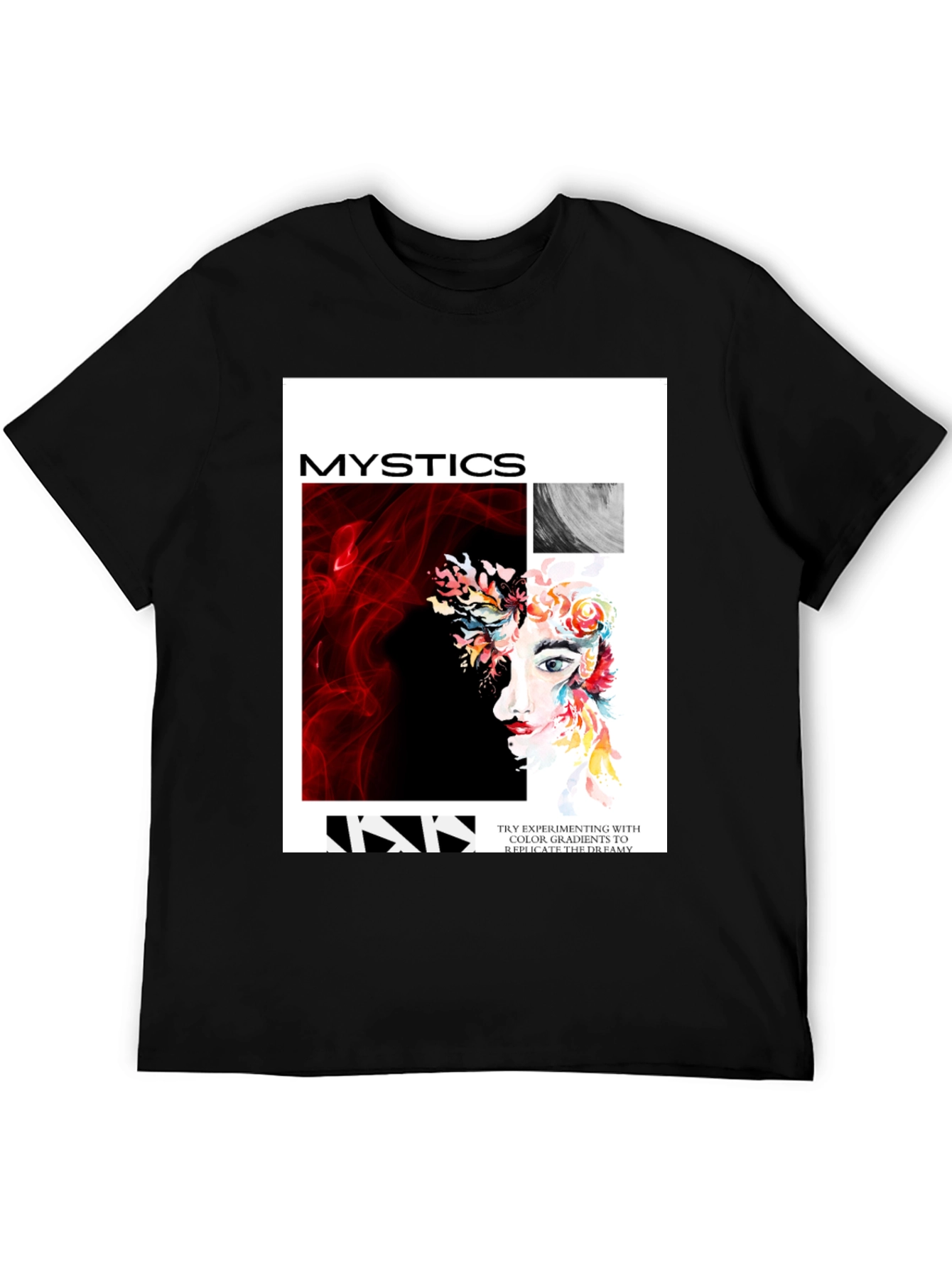 Black Mystics Graphic Print Tee - Unisex Black T-Shirt view 5