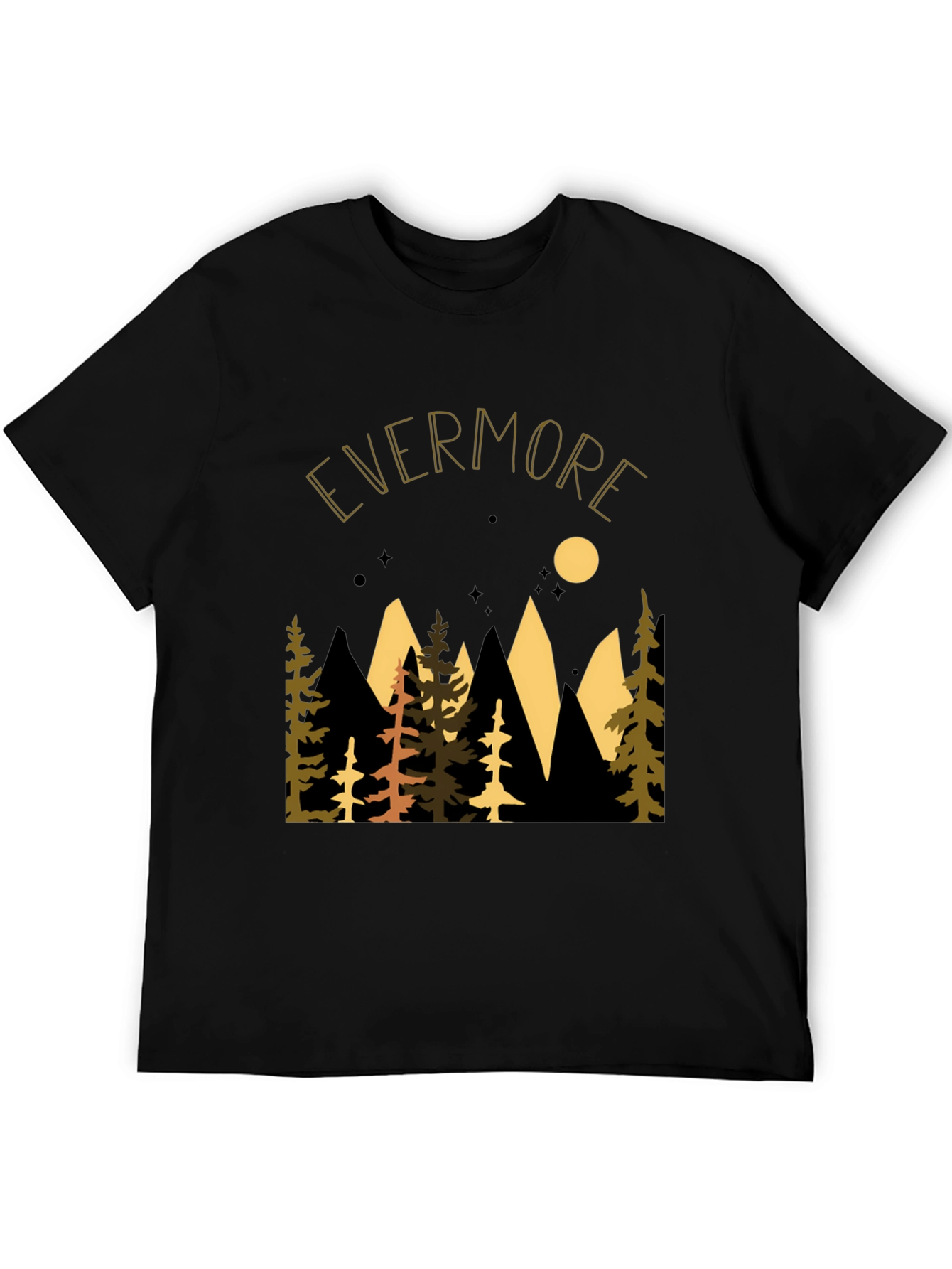 Black Evermore Forest Graphic Tee - Nature Inspired Unisex T-Shirt view 5