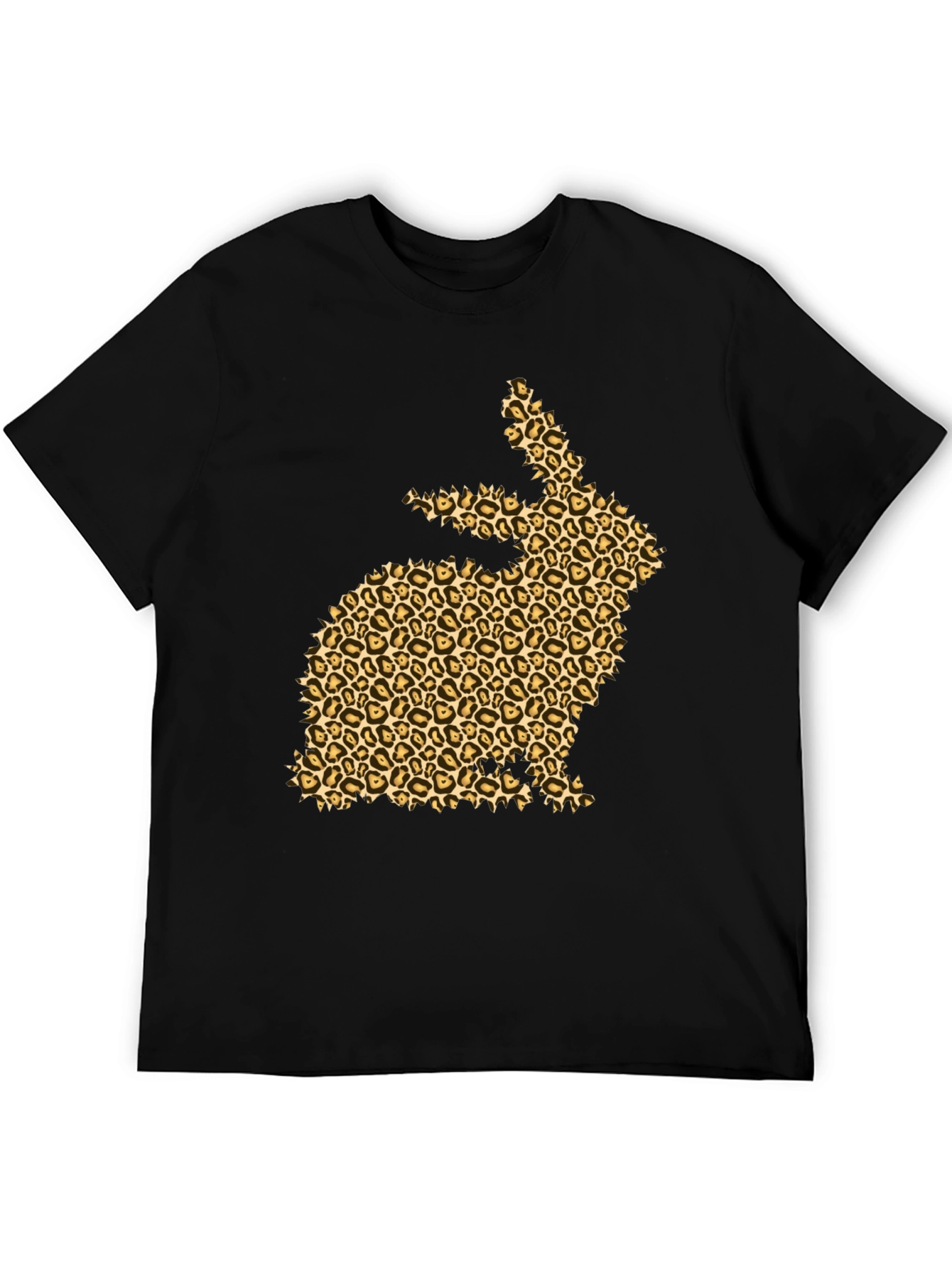 Black Leopard Print Bunny Black T-Shirt view 5