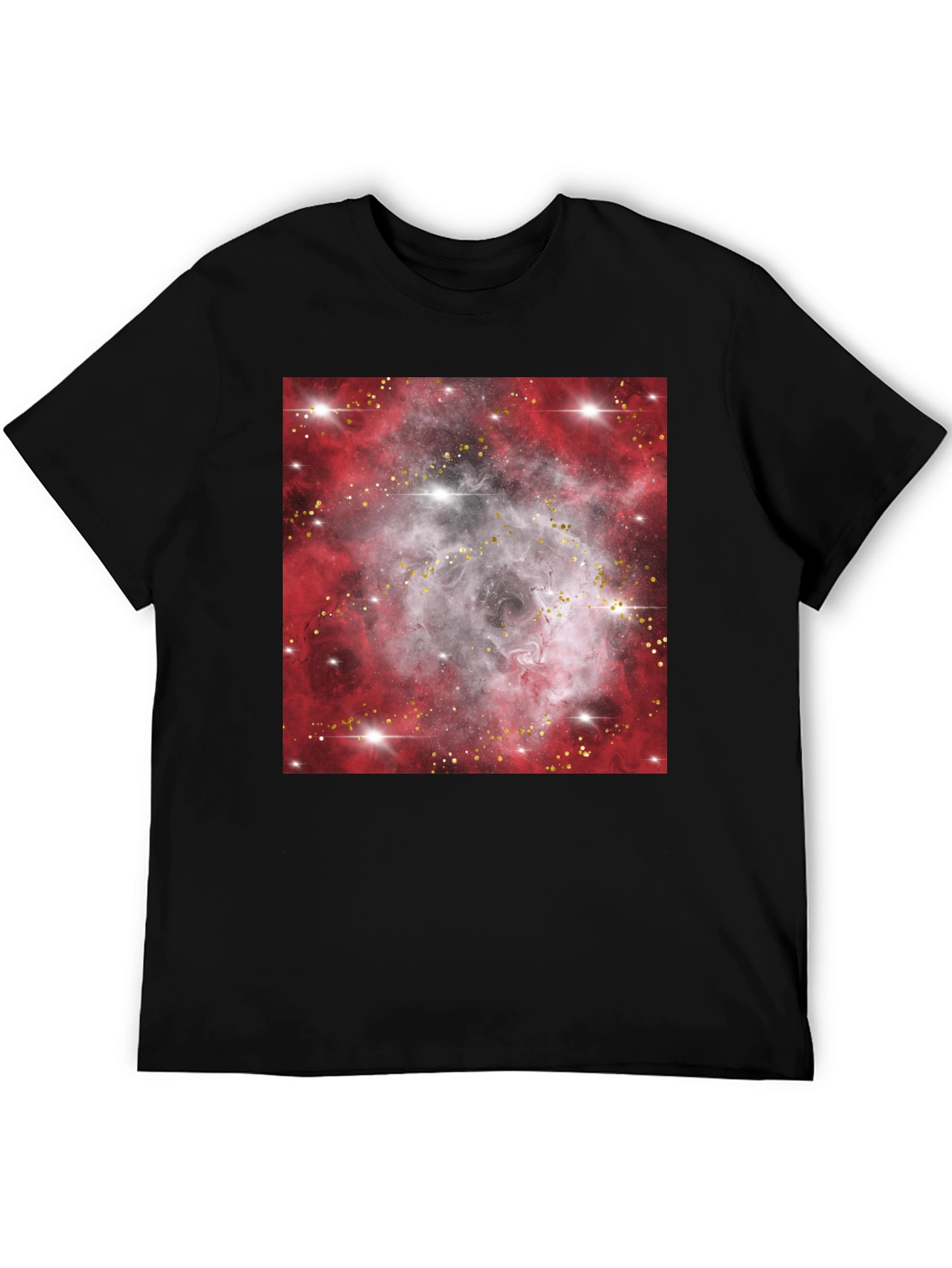 Black Galaxy Nebula Print Black T-Shirt view 5