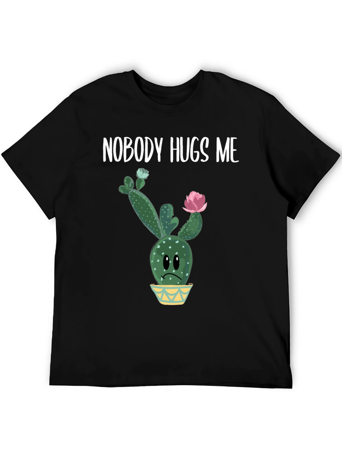 Black Nobody Hugs Me Cactus Graphic Tee - Unisex view 5