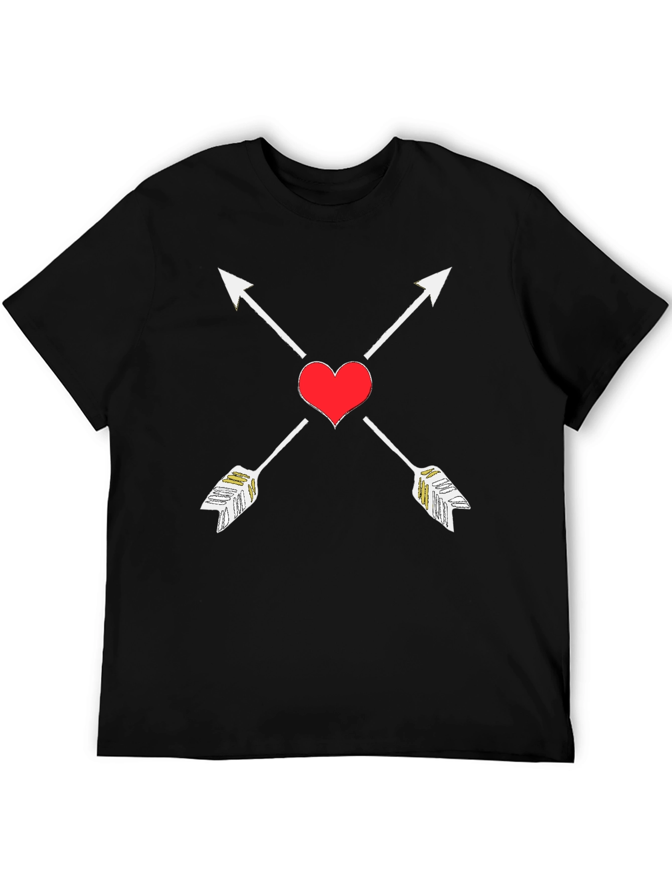 Black Heart Arrow Graphic Tee - Black Cotton T-Shirt view 5