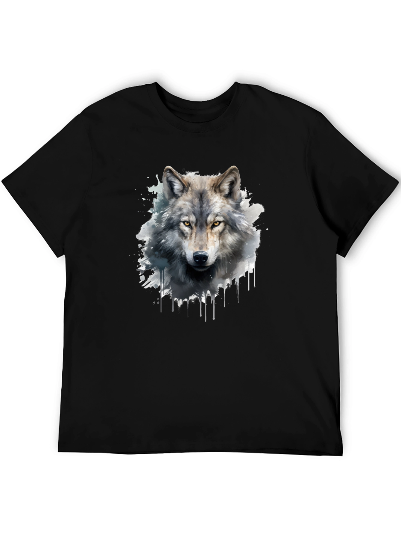 Black Wolf Graphic Print Black T-Shirt view 5