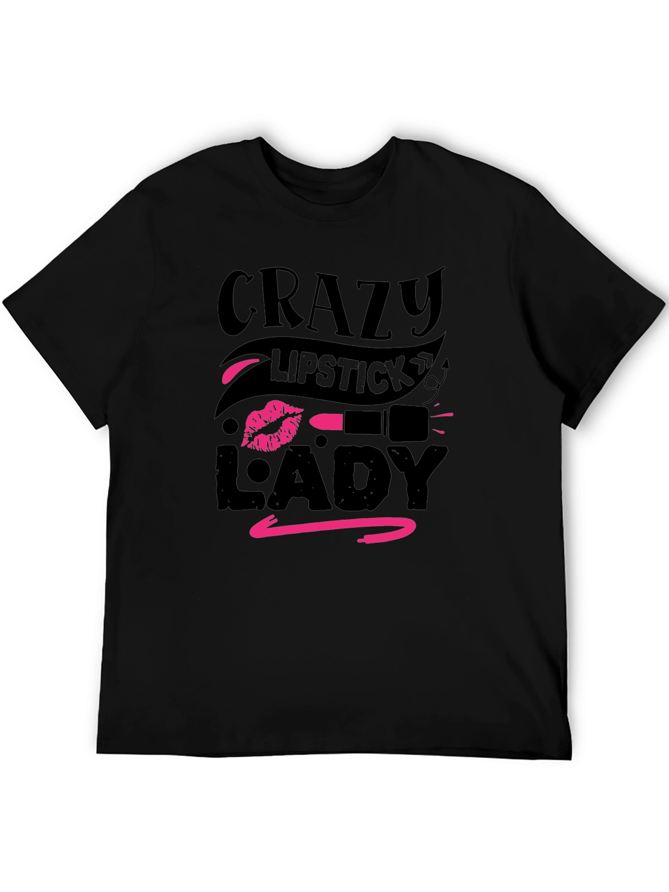 Black Crazy Lipstick Lady Graphic Tee - Black view 5