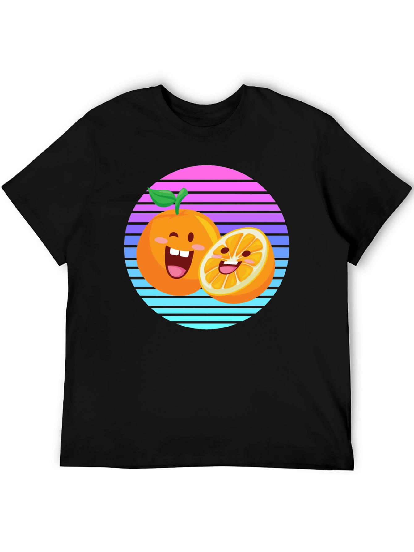 Black Cartoon Orange Sunset T-Shirt view 5