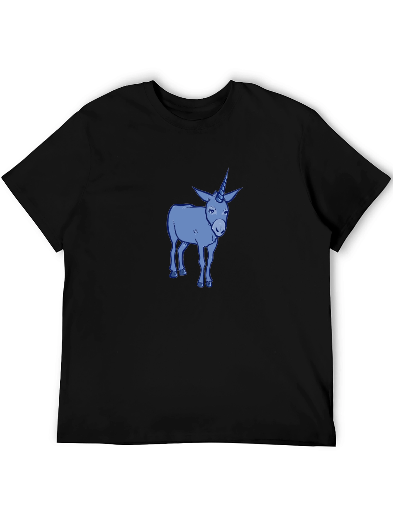 Black Unicorn Donkey Graphic Tee - Men's Black Cotton T-Shirt view 5