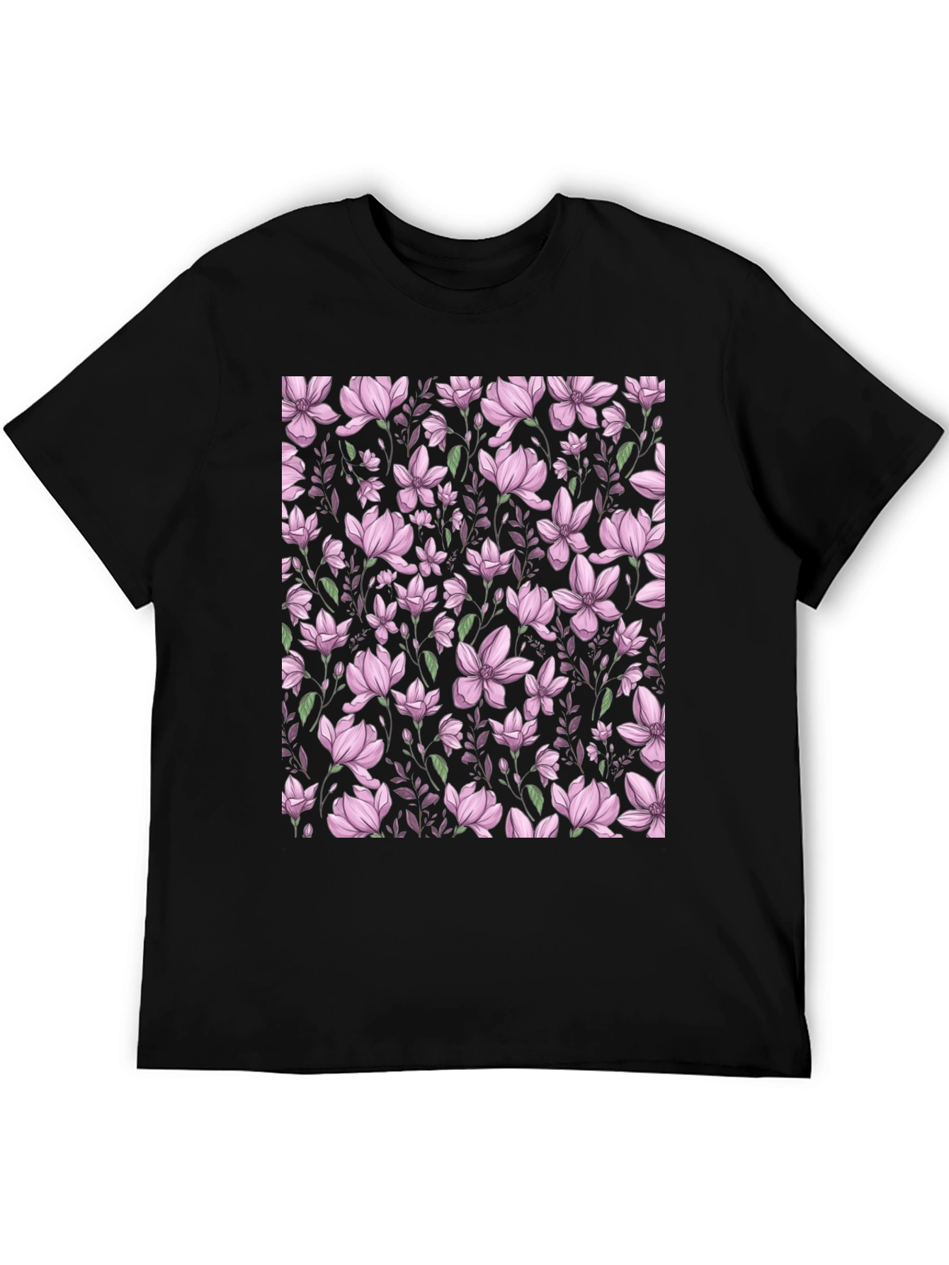 Black Floral Print T-Shirt - Black view 5
