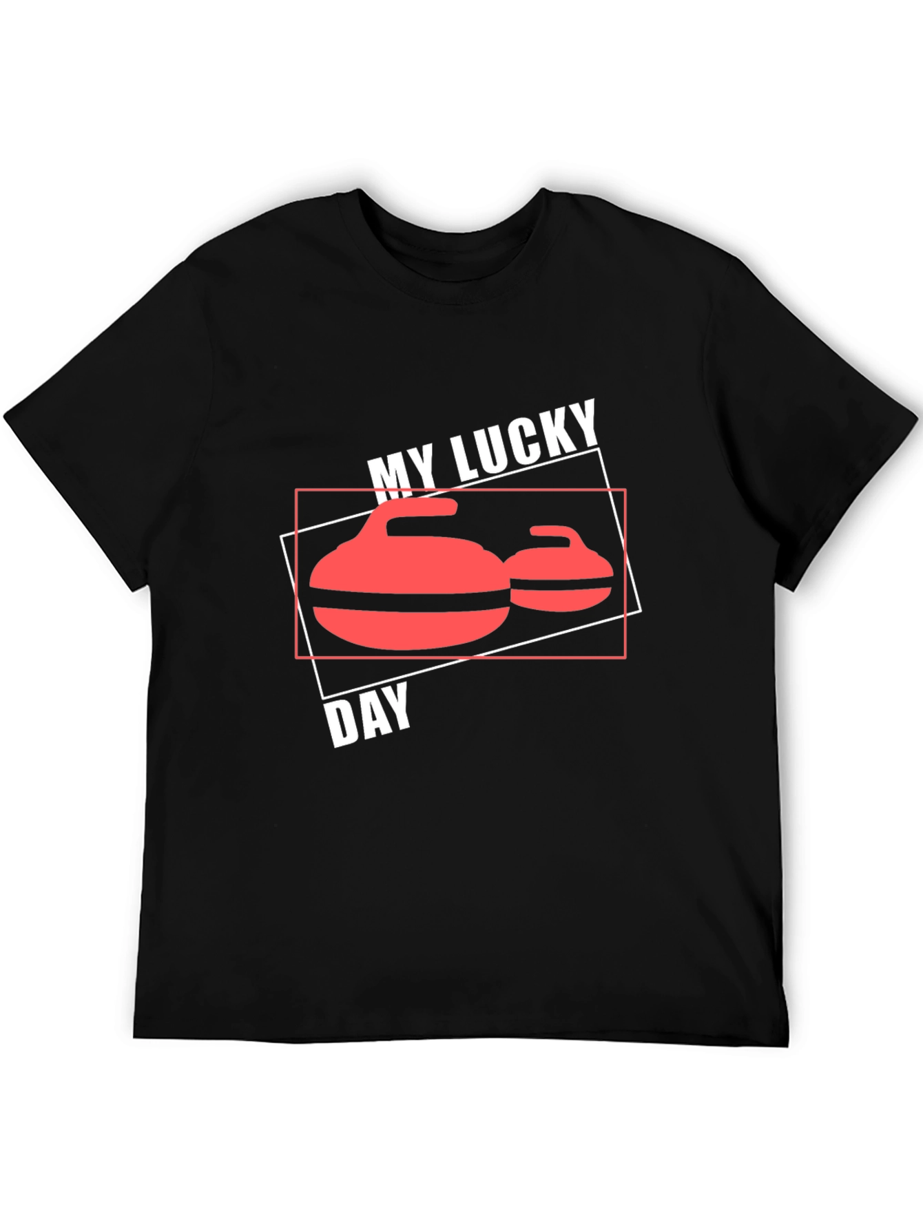 Black My Lucky Day Curling T-Shirt - Sports Tee view 5