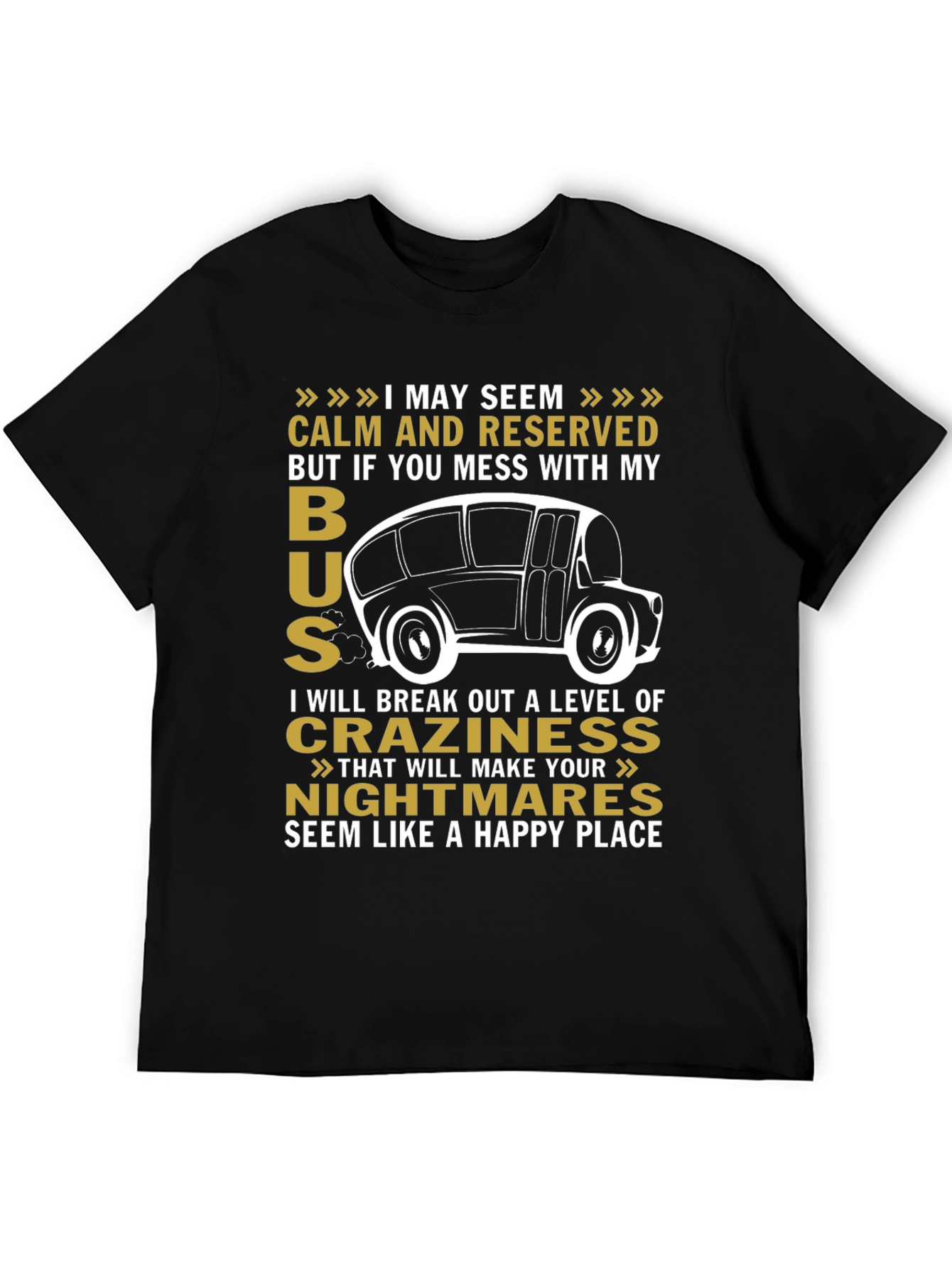 Black Calm and Reserved Bus Driver T-Shirt view 5