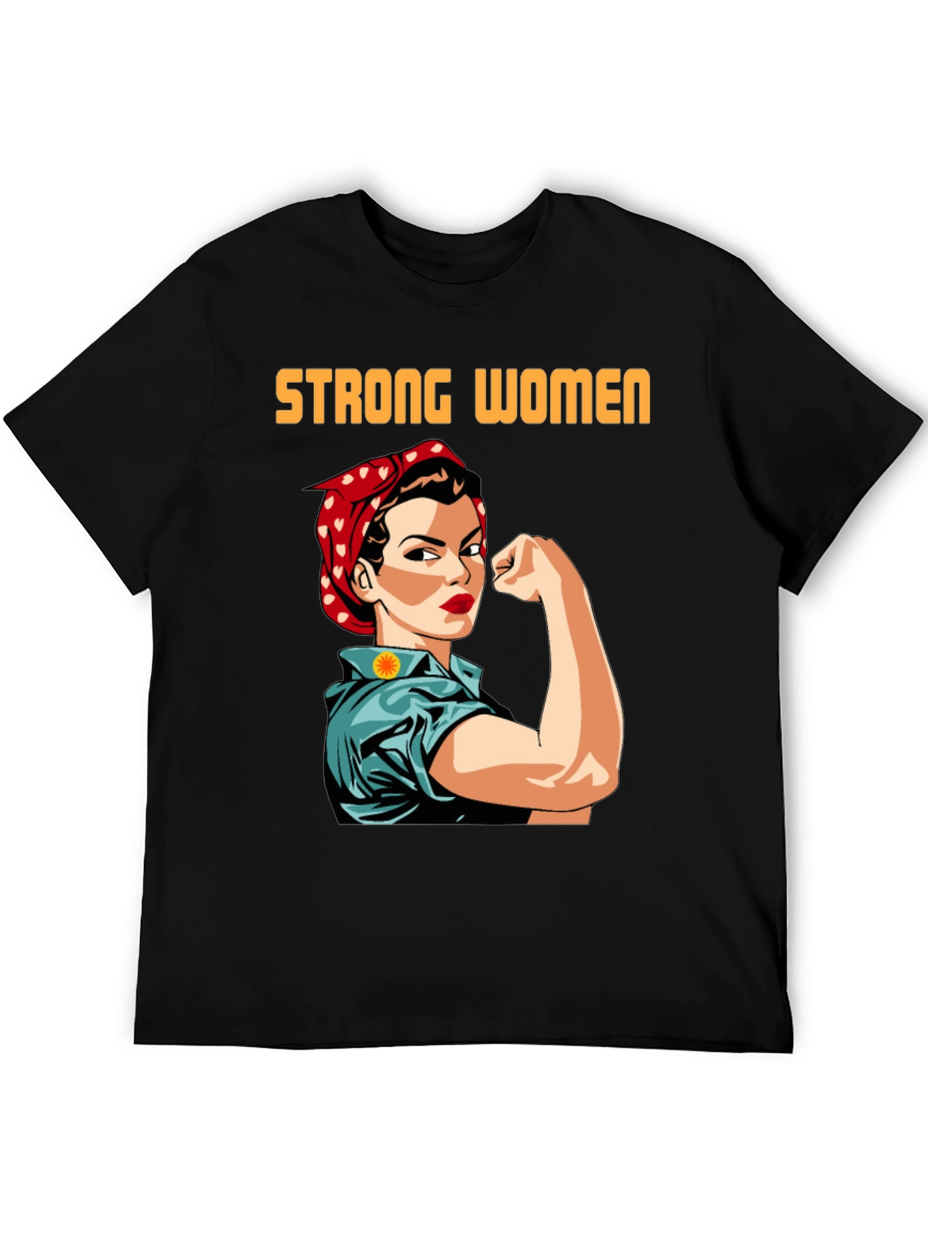 Black Strong Women T-Shirt, Empowering Rosie the Riveter Graphic Tee view 5