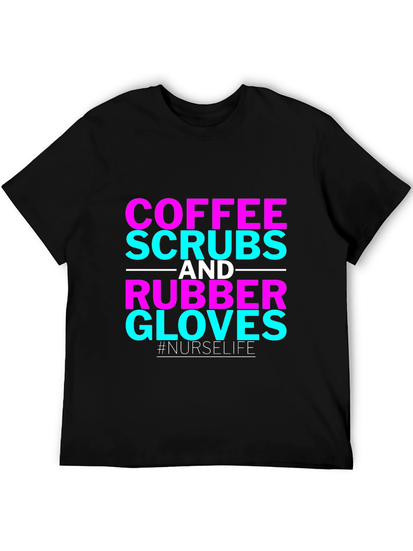 Black Coffee Scrubs and Rubber Gloves Nurse T-Shirt view 5