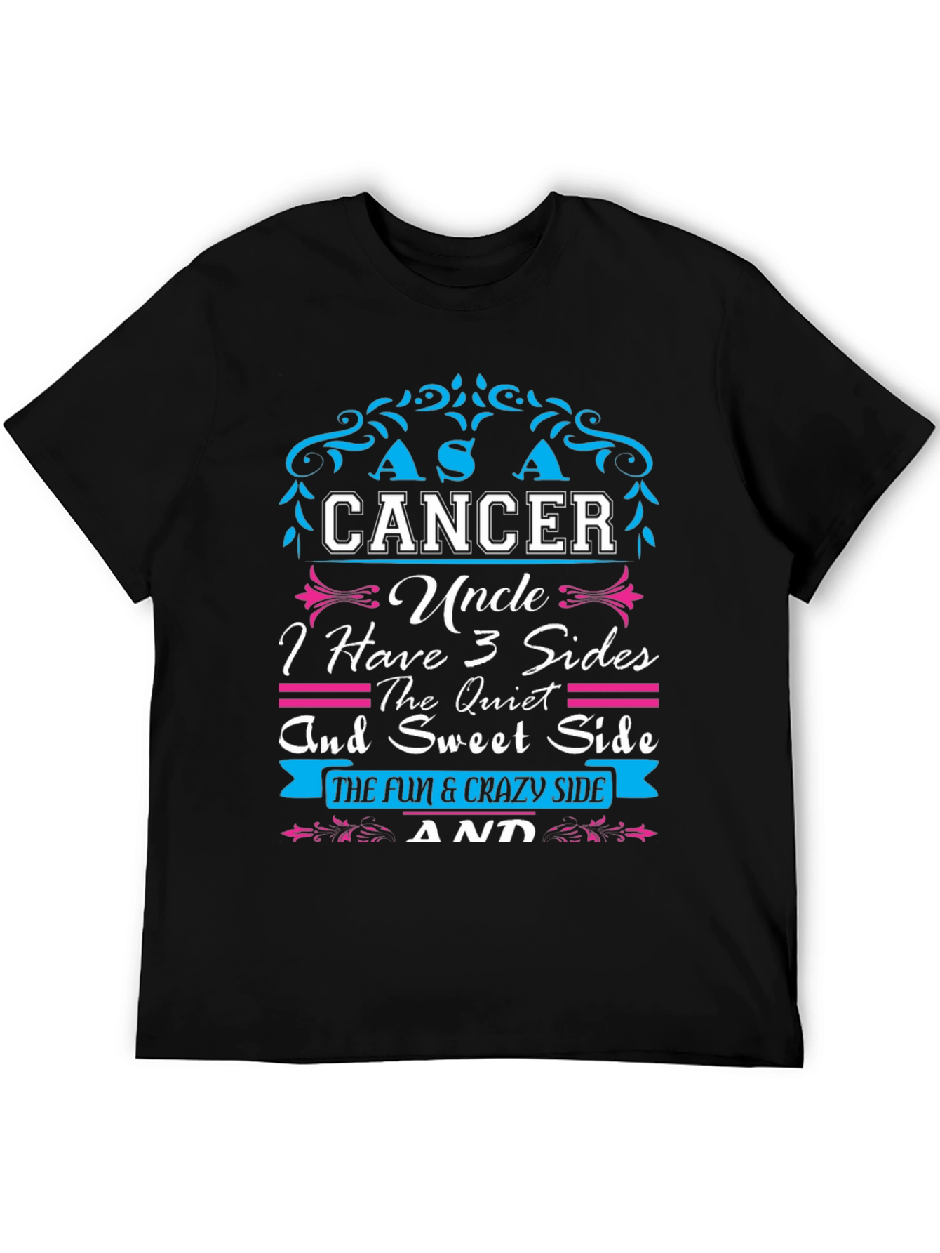 Black Cancer Uncle 3 Sides Men's Graphic T-Shirt view 5