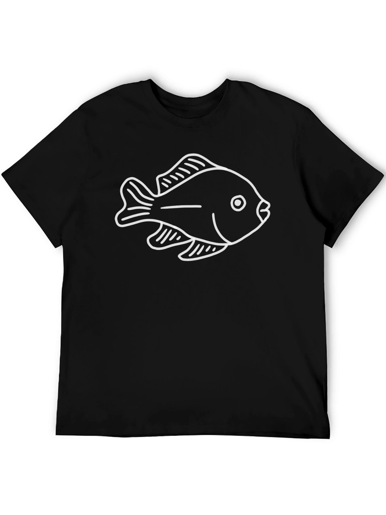 Black Simple Fish Graphic Tee - Black Cotton Casual Shirt view 5