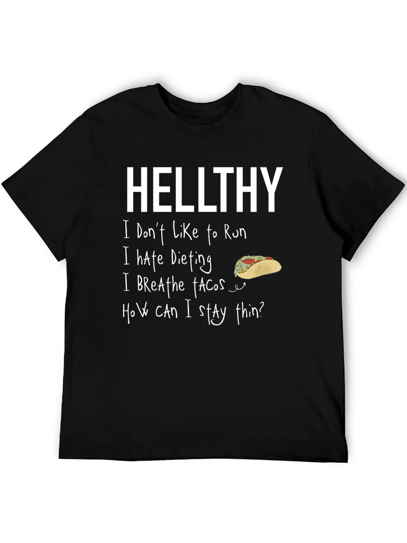 Black Hellthy Funny Graphic T-Shirt view 5