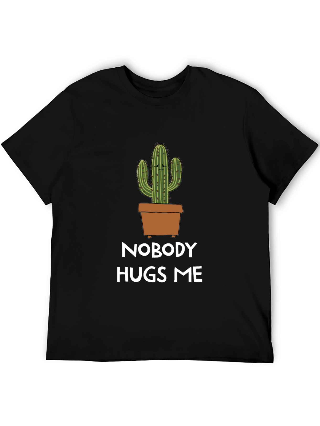 Black Nobody Hugs Me Cactus Graphic T-Shirt - Black view 5