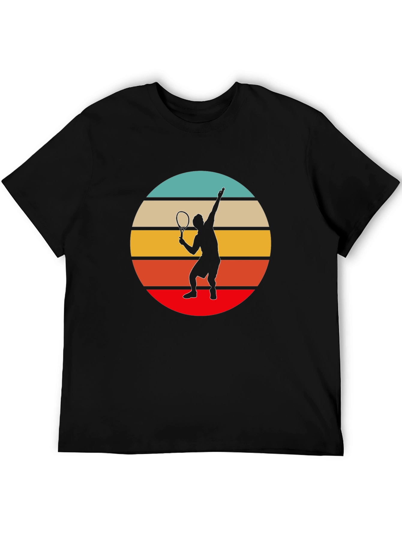 Black Retro Tennis Player Graphic T-Shirt view 5