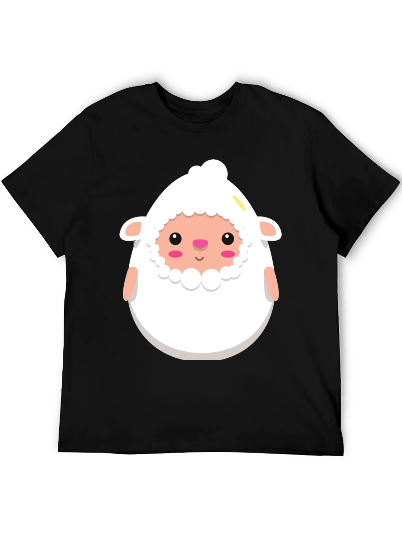 Black Cute Sheep Cartoon Black T-Shirt view 5