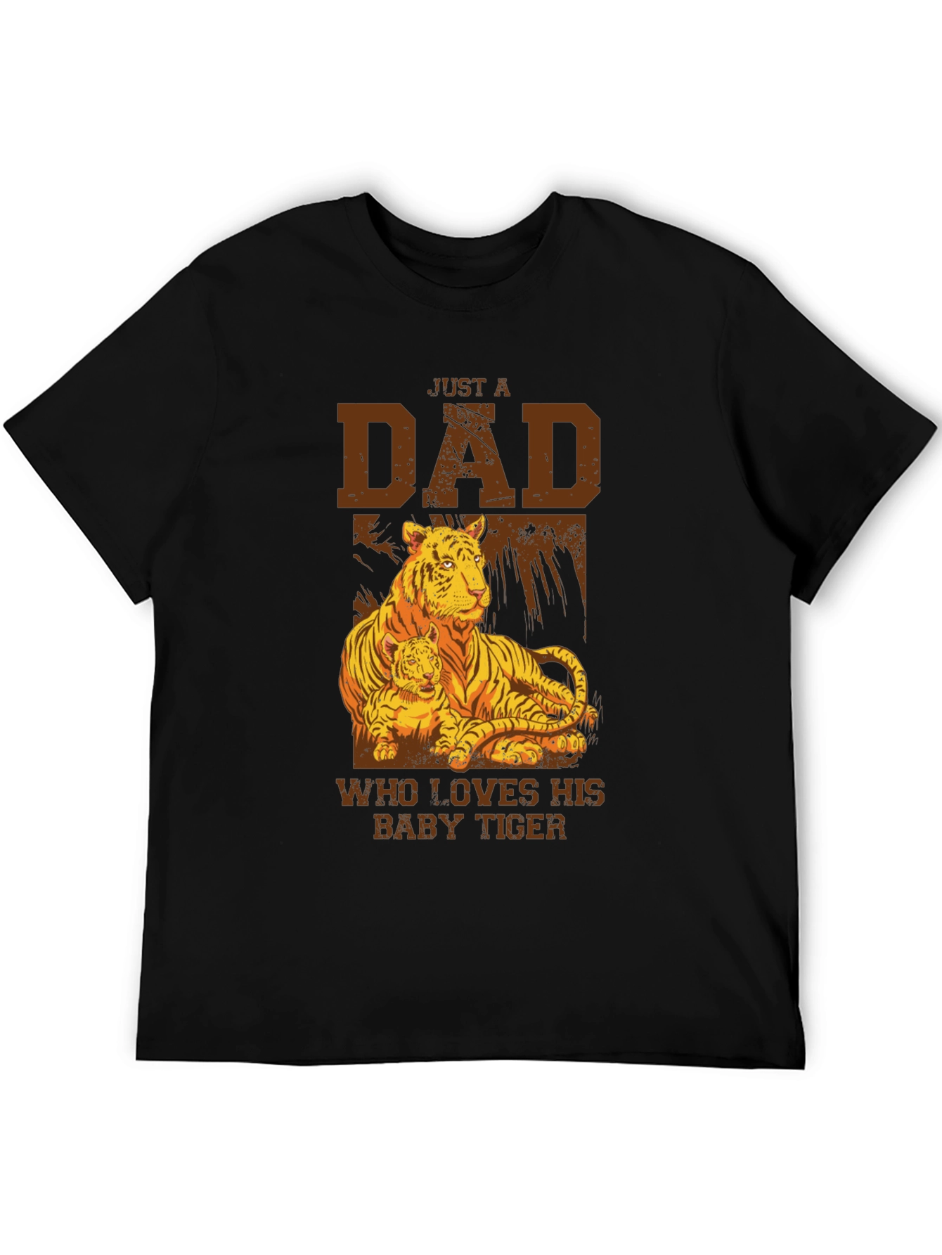 Black Dad & Baby Tiger Graphic Tee - Soft Black Cotton view 5