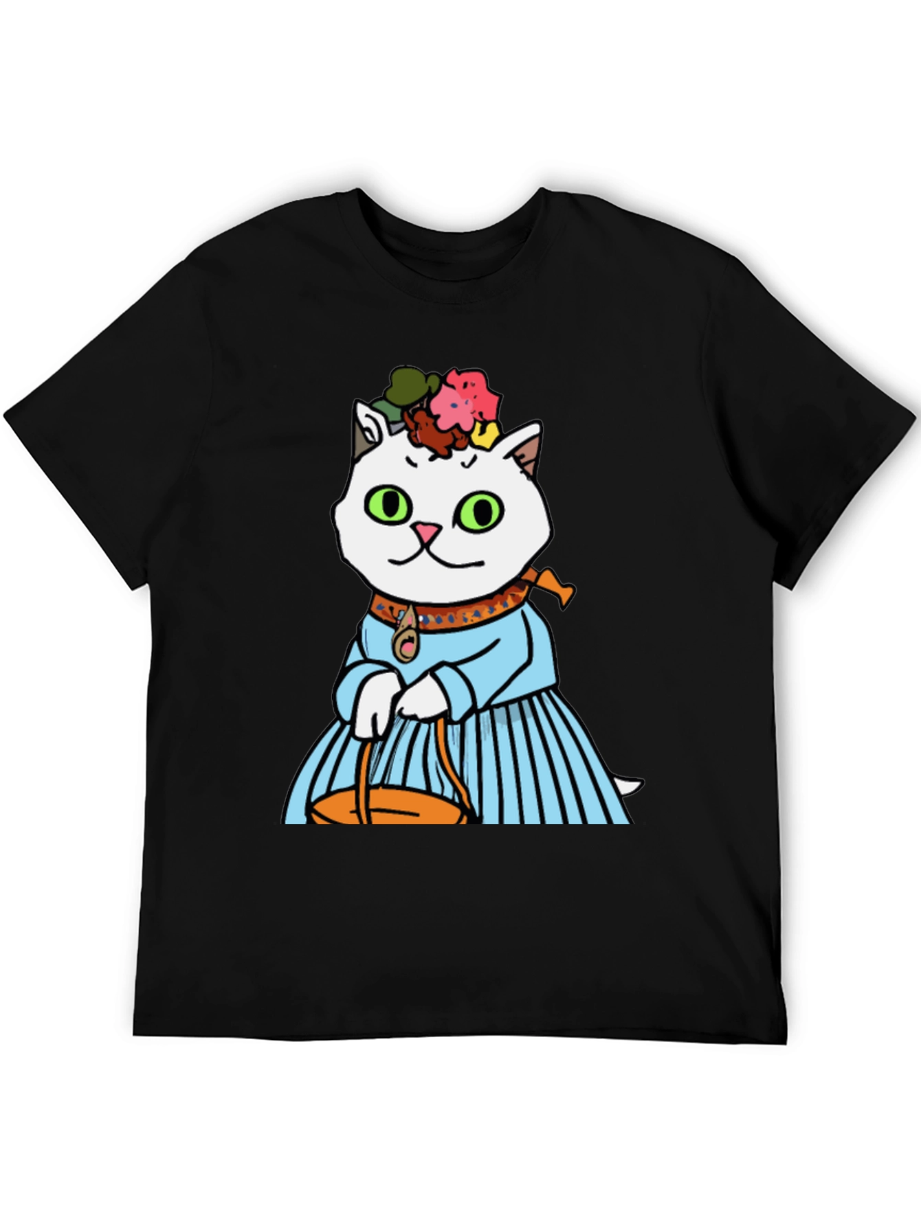 Black Frida Kahlo Cat T-Shirt - Artsy Novelty Tee view 5