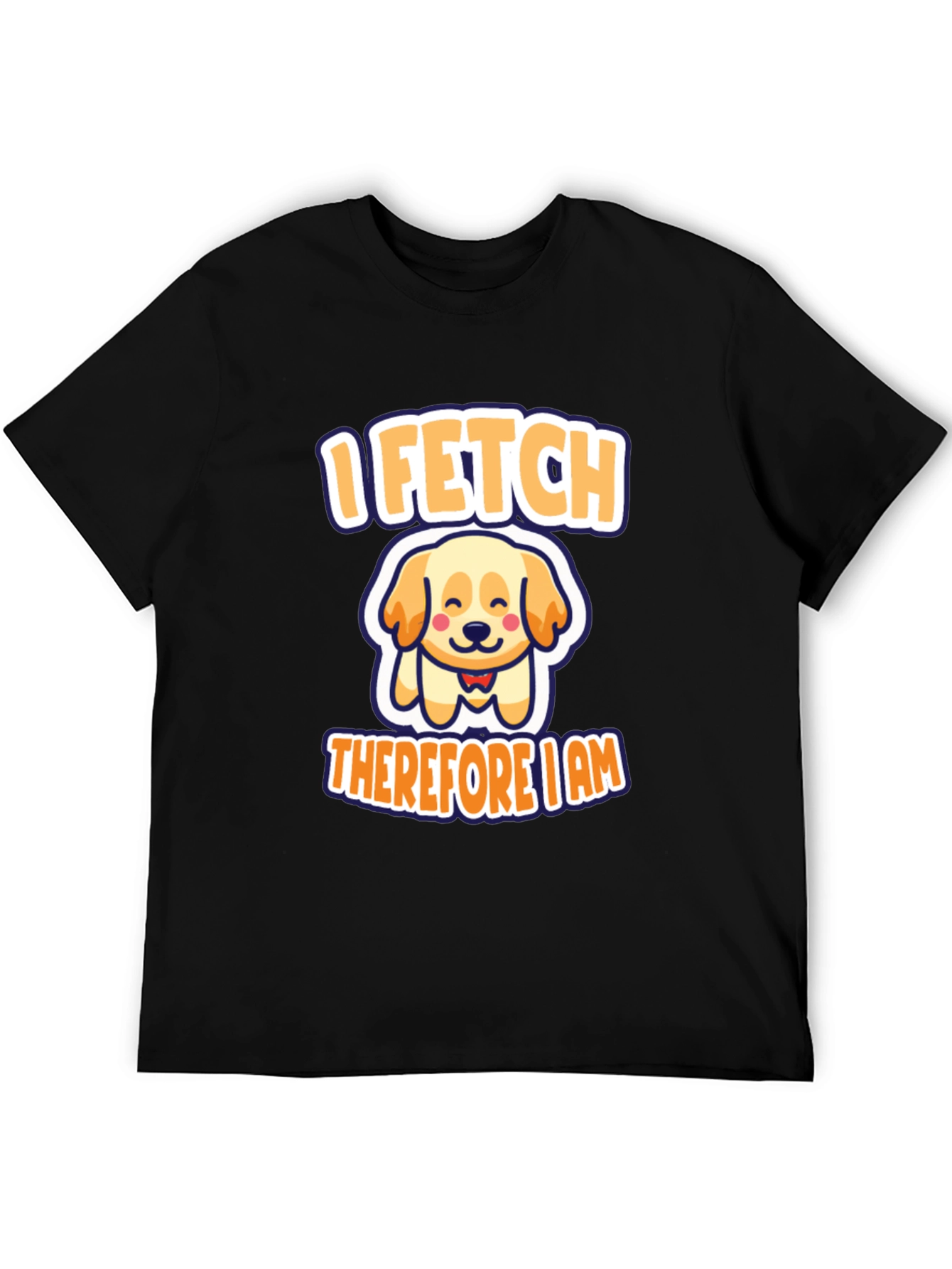 Black I Fetch Therefore I Am Dog T-Shirt view 5