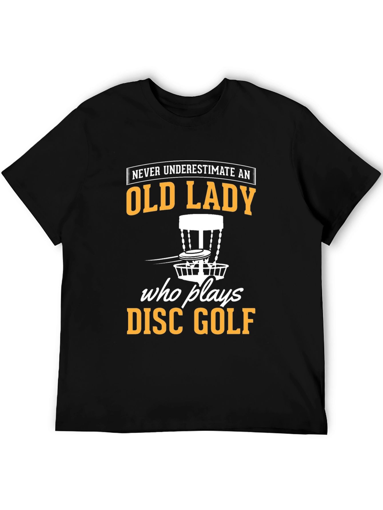 Black Old Lady Disc Golf T-Shirt view 5