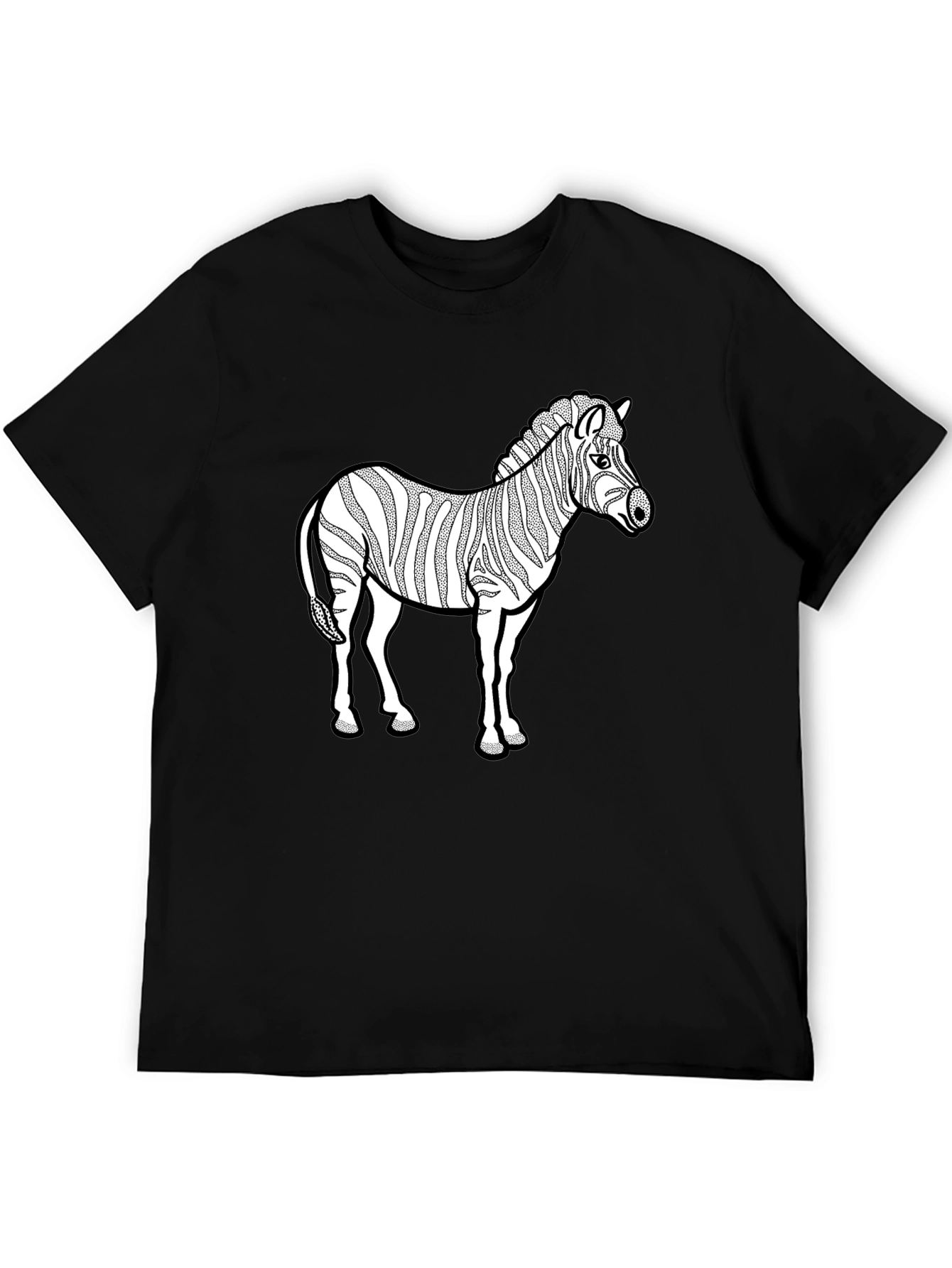 Black Zebra Graphic Print Black T-Shirt view 5