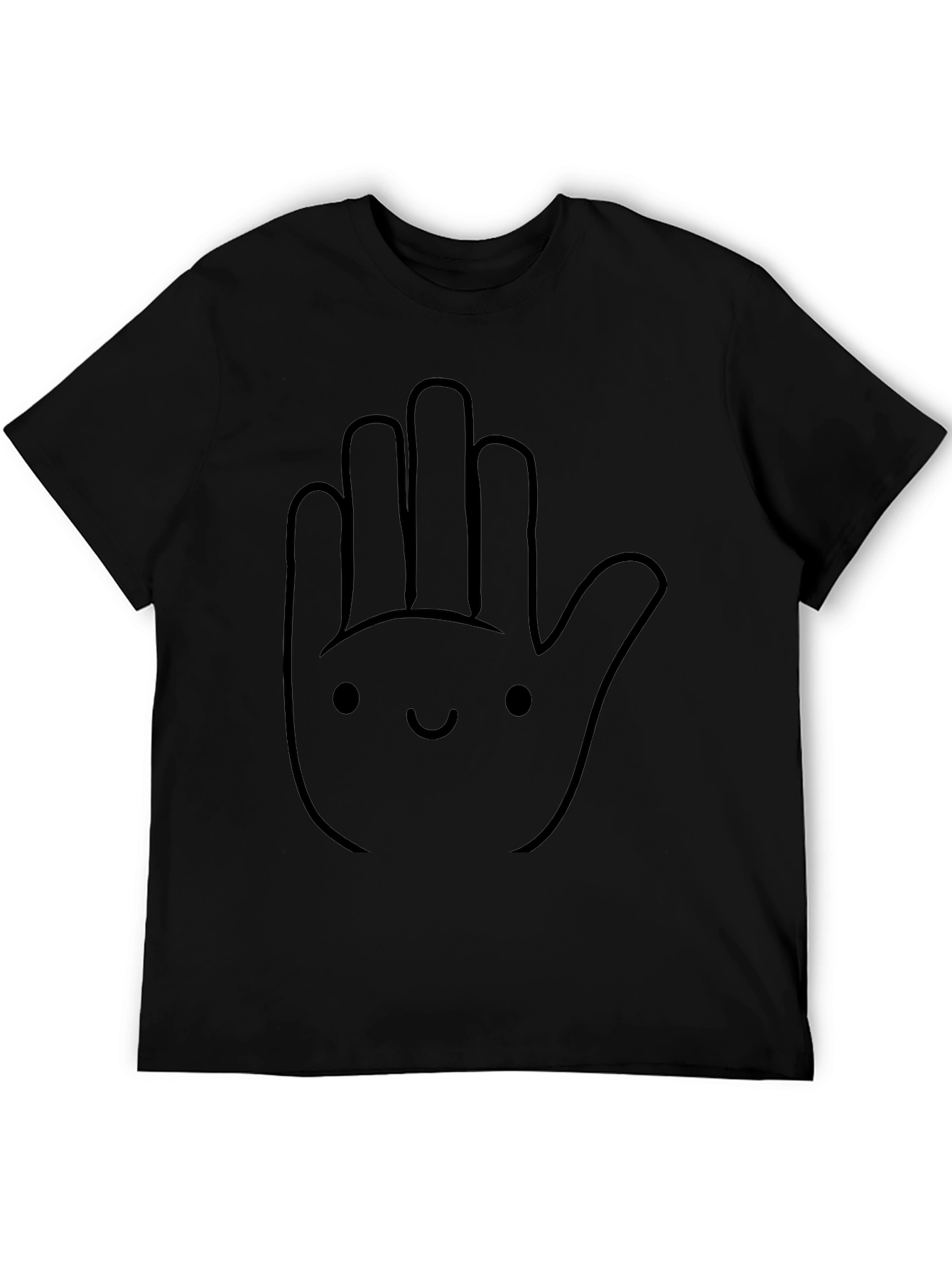 Black Funny Hand Graphic Tee - Casual Black T-Shirt view 5