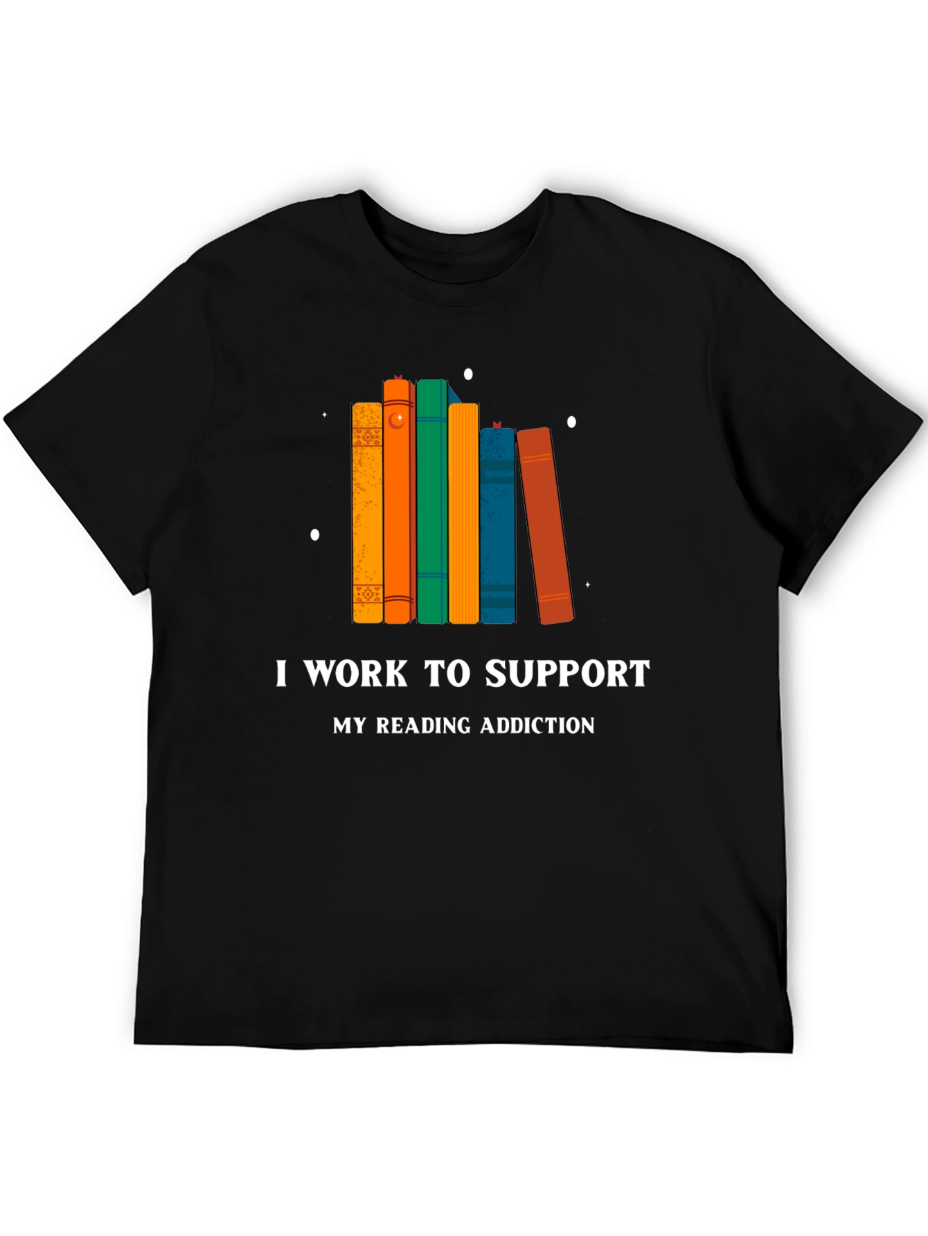 Black Reading Addiction T-Shirt - Black view 5