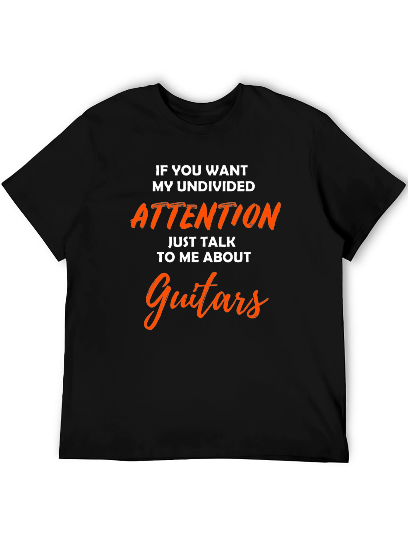 Black Guitar Lover T-Shirt - Undivided Attention Tee view 5