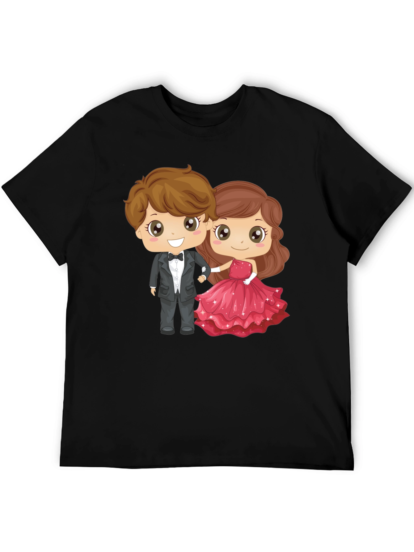 Black Cartoon Couple Graphic Black T-Shirt view 5