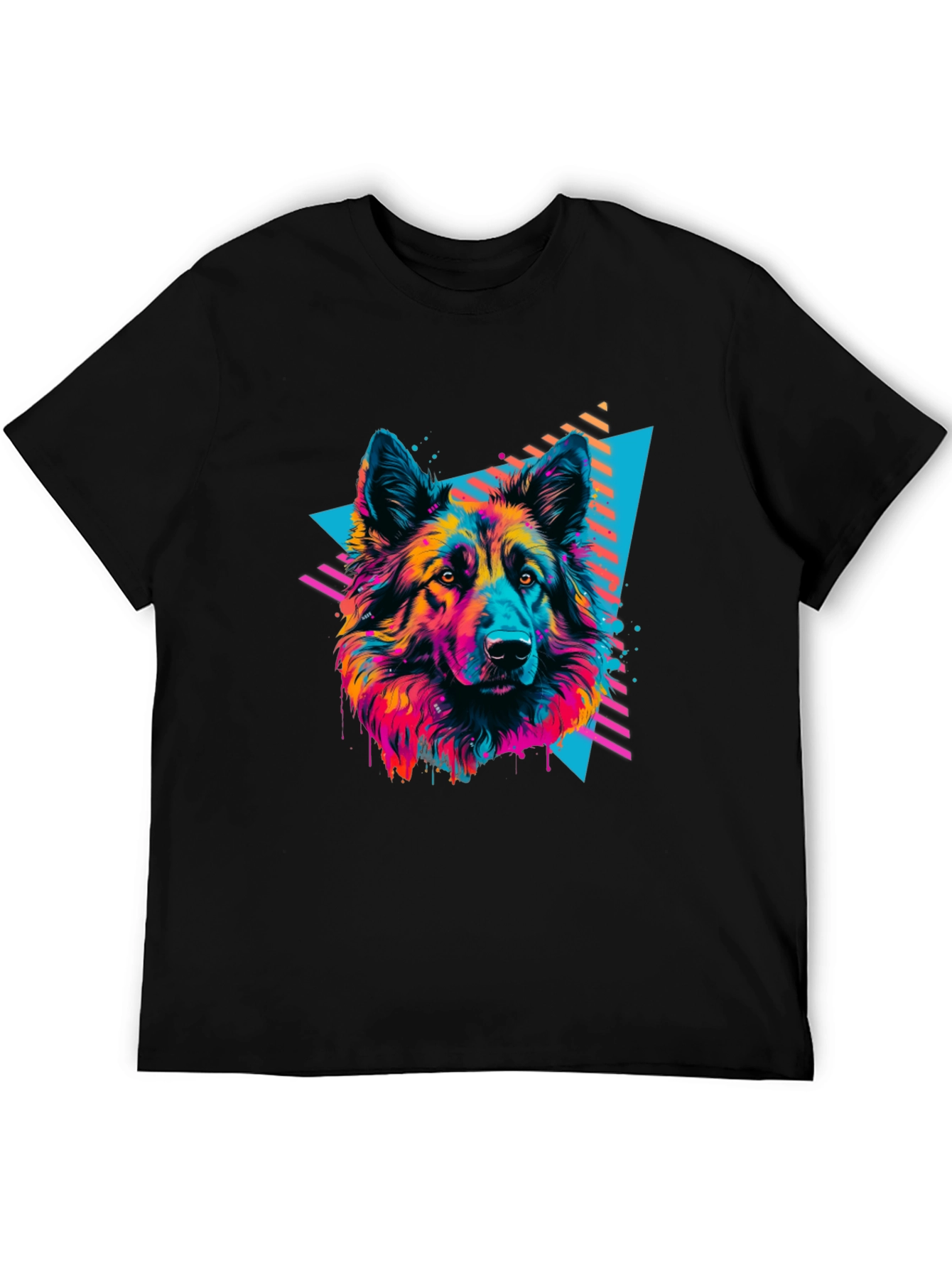 Black Neon Wolf Graphic Tee - Retro Style view 5
