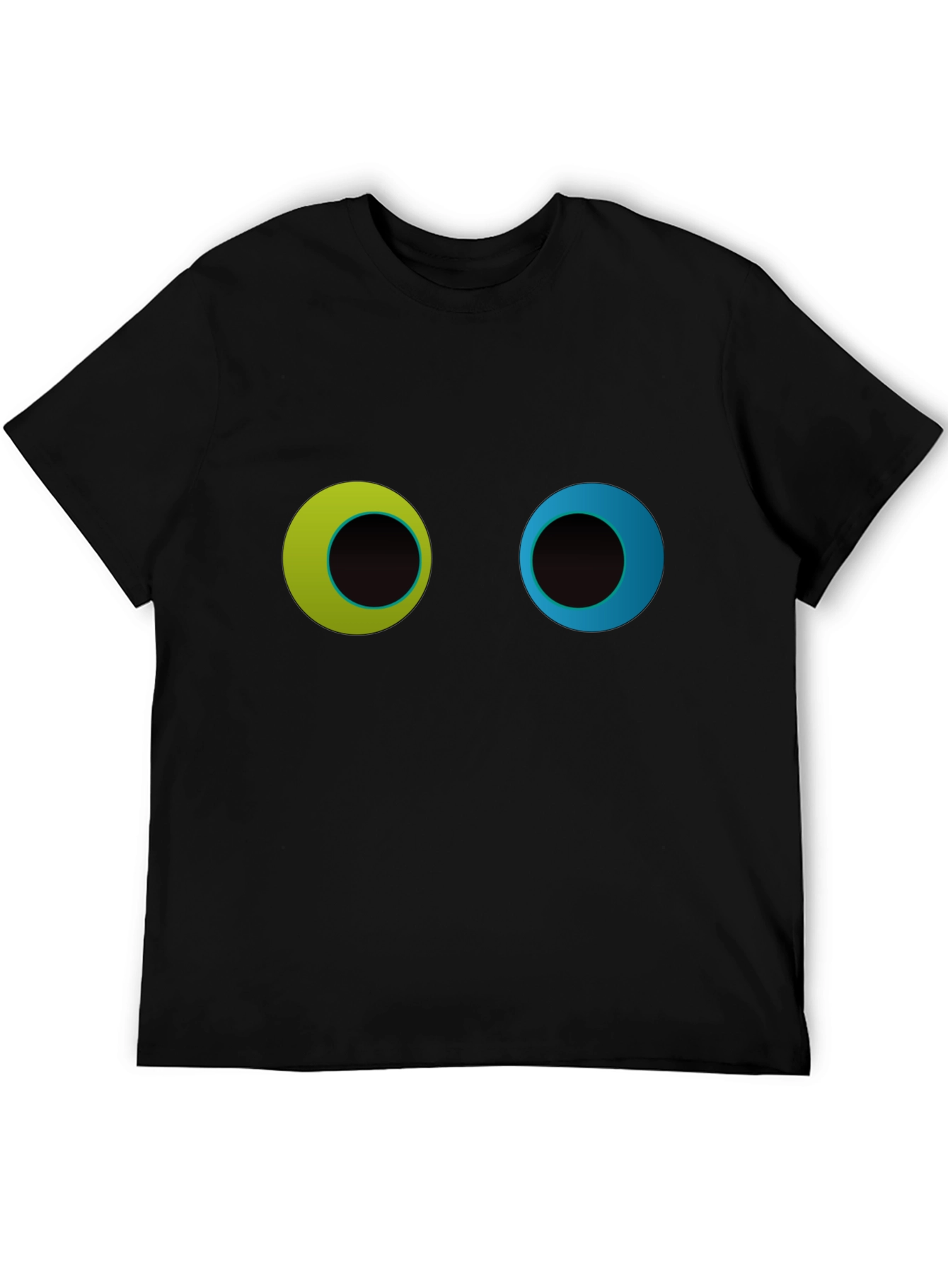 Black Funny Googly Eyes Graphic Black T-Shirt view 5