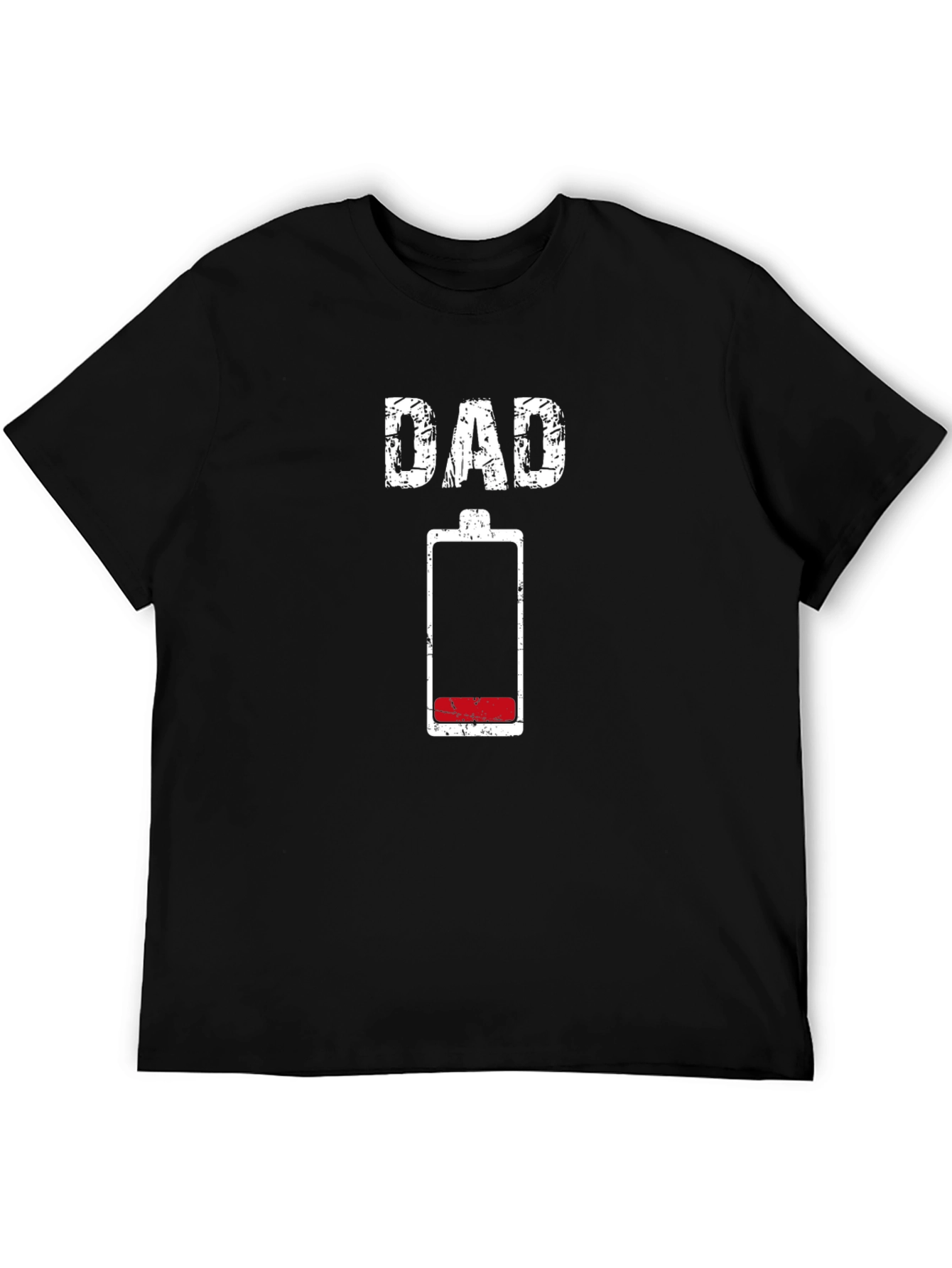 Black Dad Low Battery Funny Graphic T-Shirt view 5