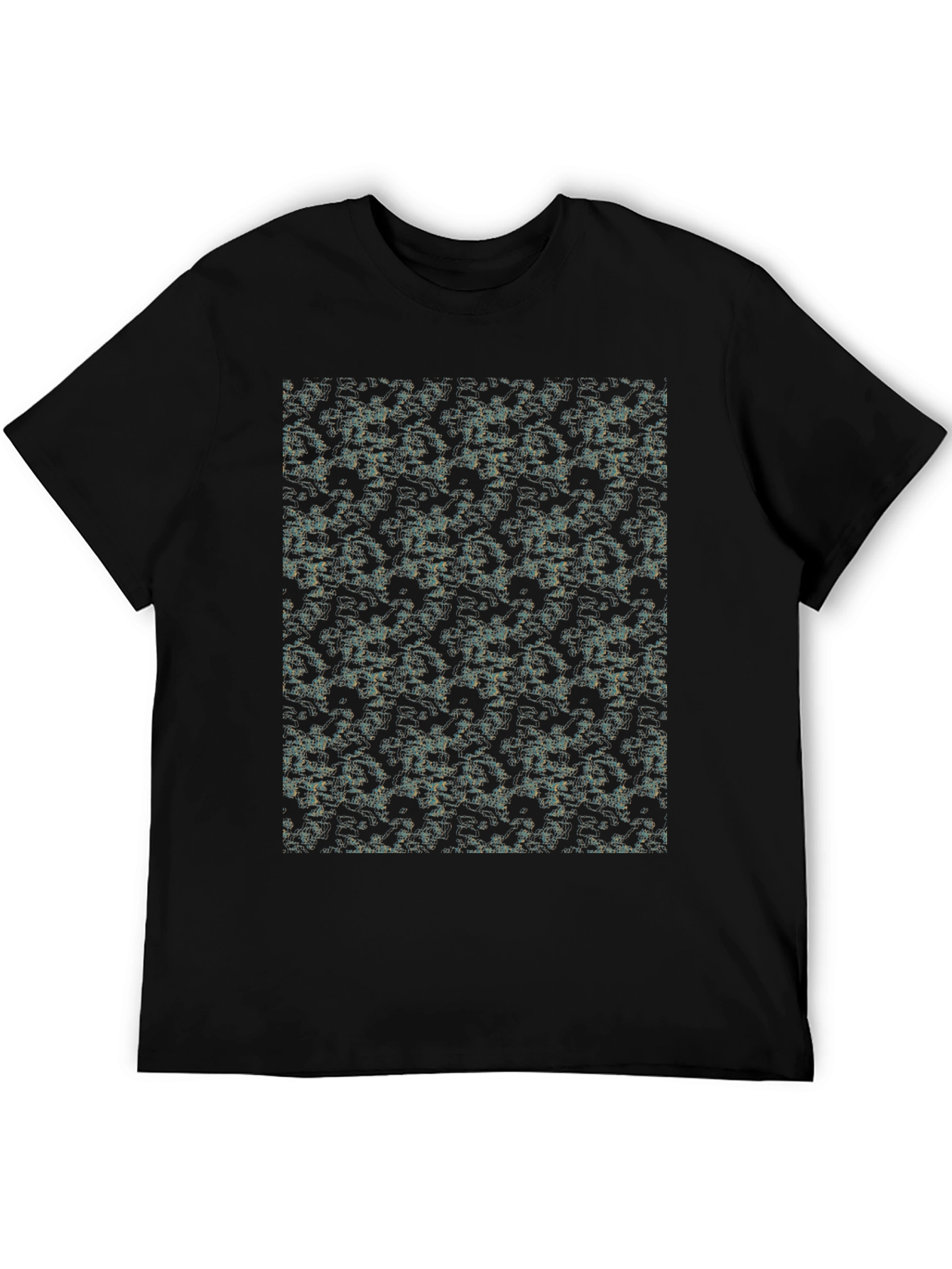 Black Abstract Pattern Black T-Shirt view 5