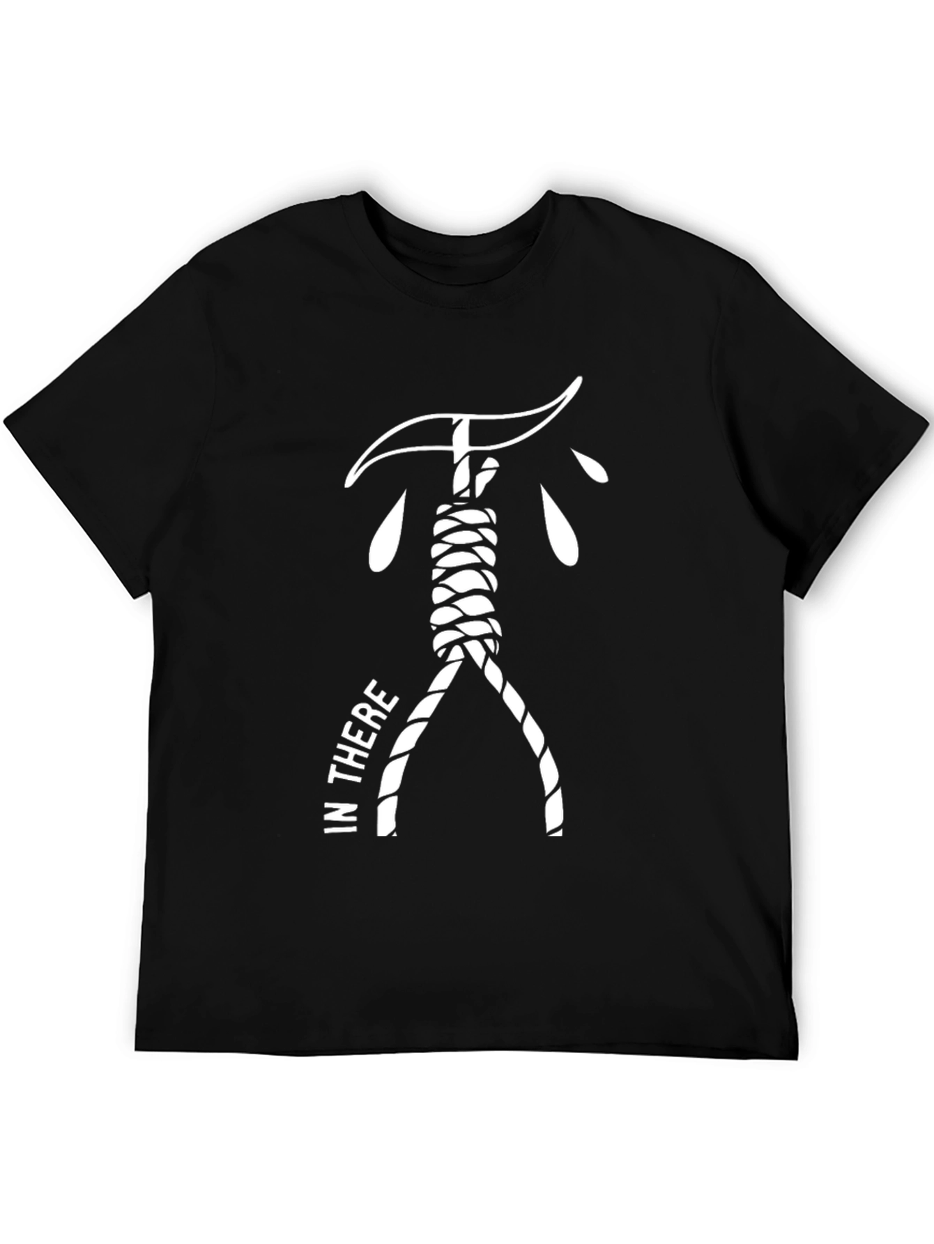 Black Edgy Gallows Humor Graphic Tee - Black Cotton Blend T-Shirt view 5