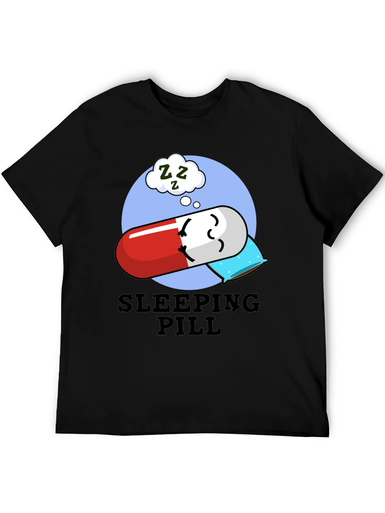 Black Sleeping Pill Funny Graphic T-Shirt - Unisex view 5