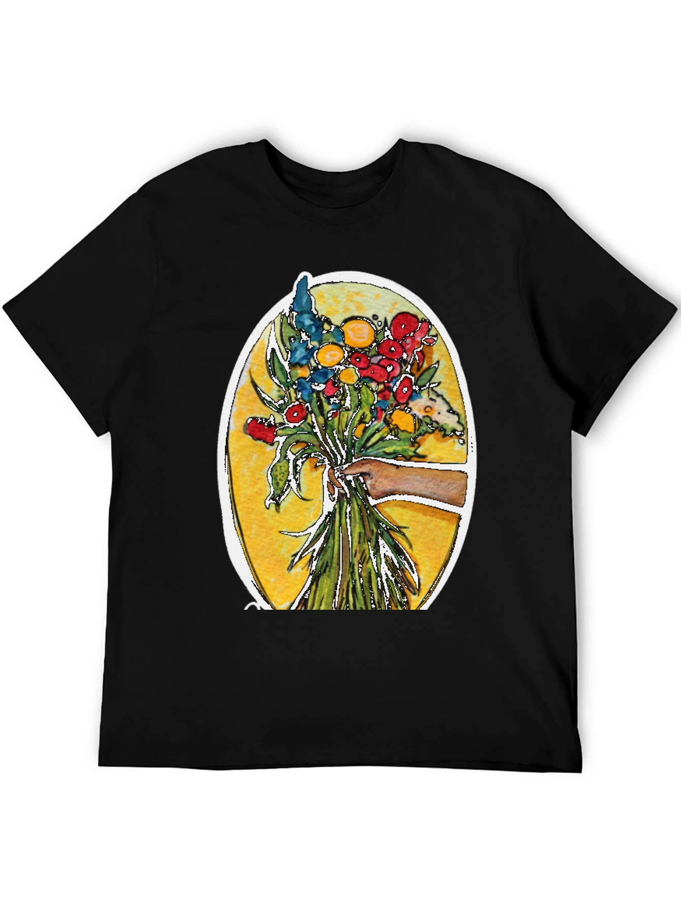 Black Floral Bouquet Graphic T-Shirt view 5
