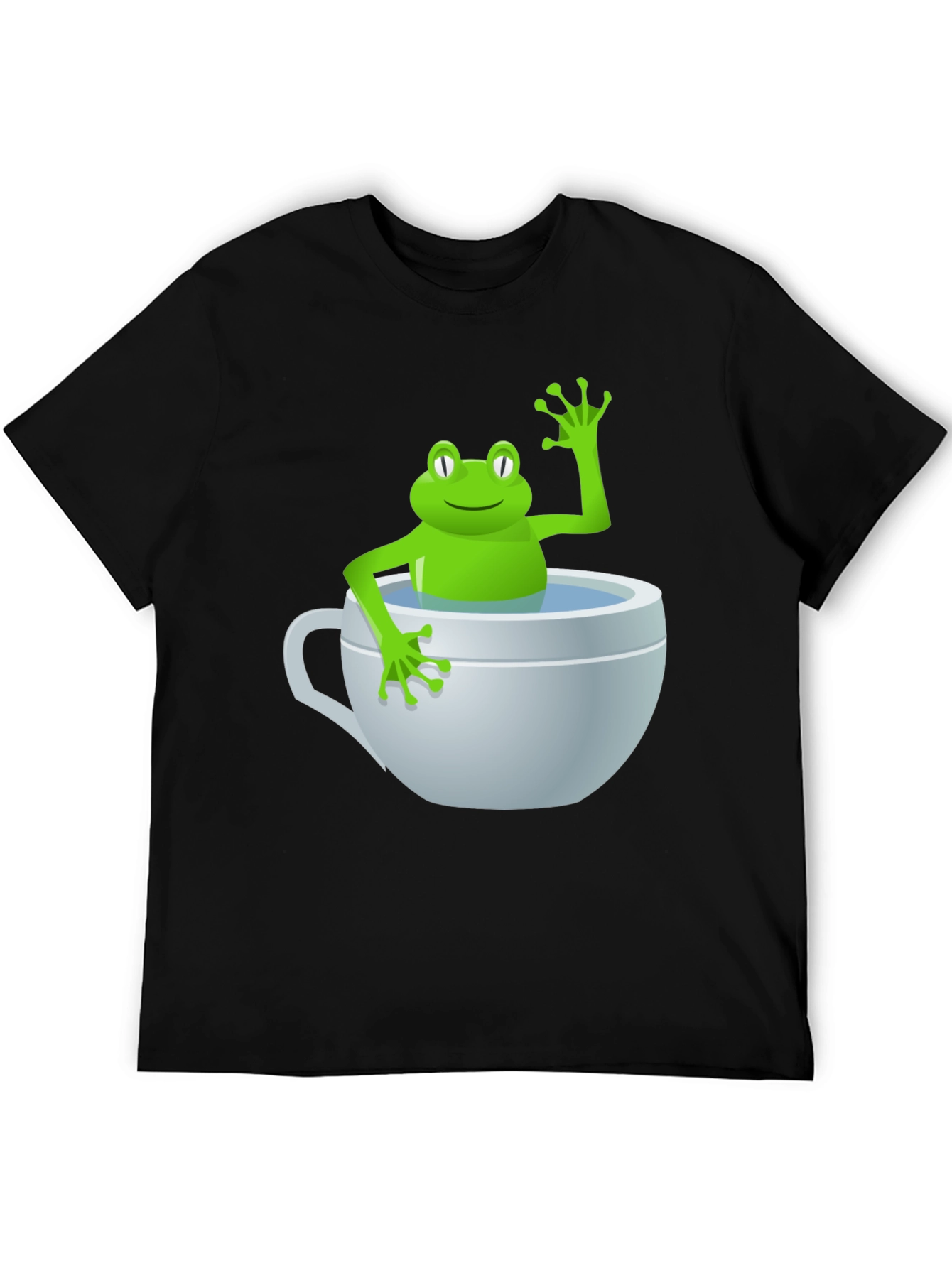 Black Frog in a Cup Graphic Tee - Funny Animal Shirt view 5