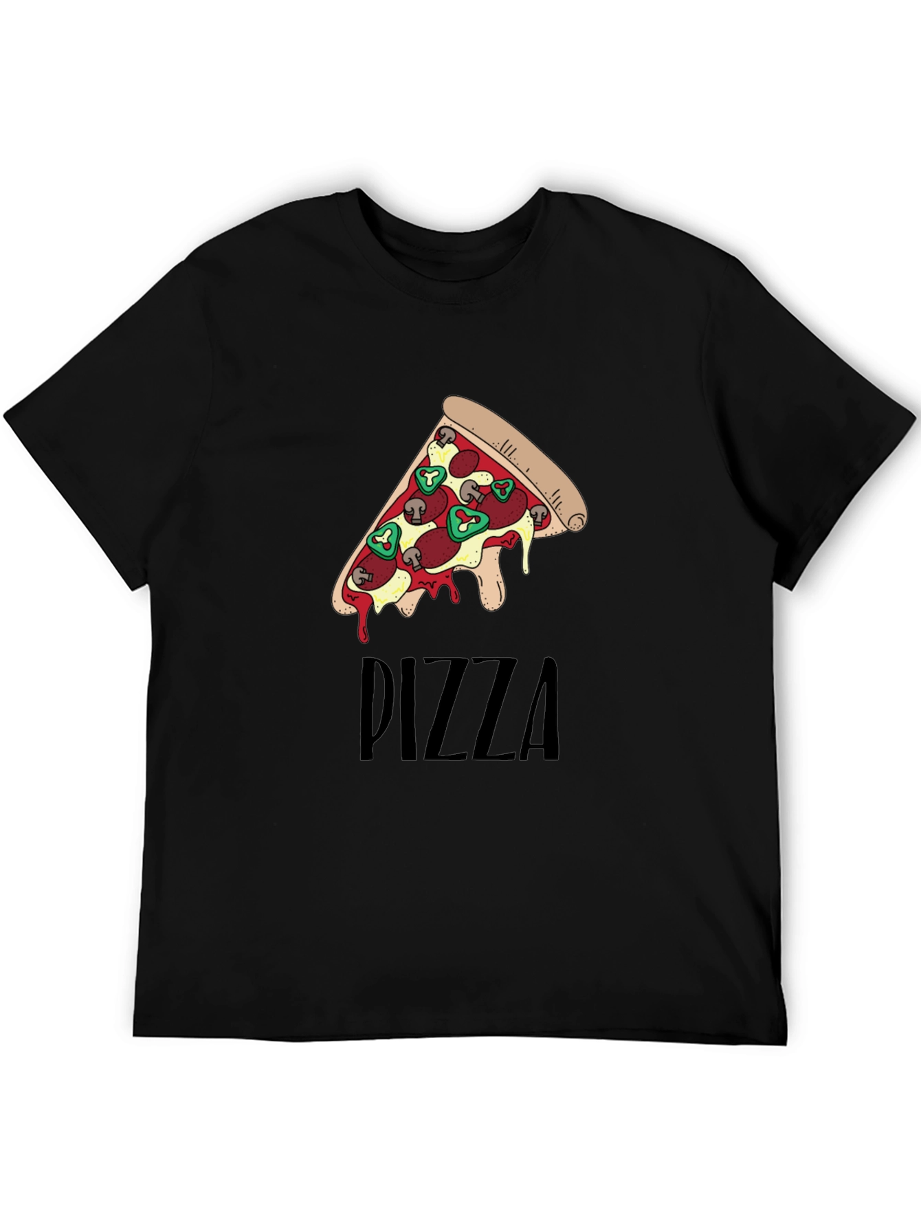 Black Pizza Slice Graphic Print Black T-Shirt view 5
