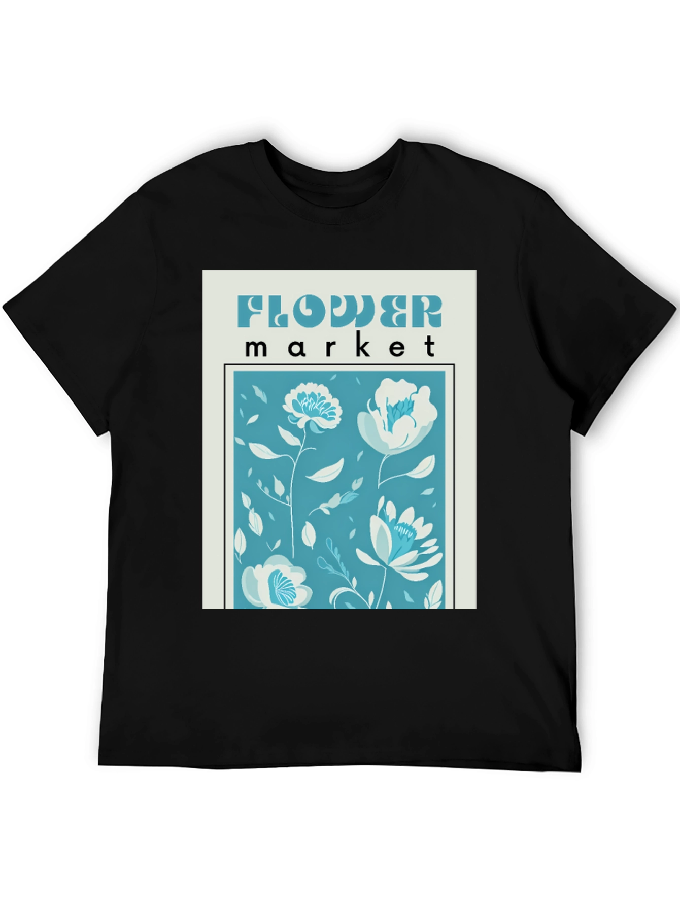 Black Floral Market Graphic Tee - Stylish Black Cotton Shirt view 5