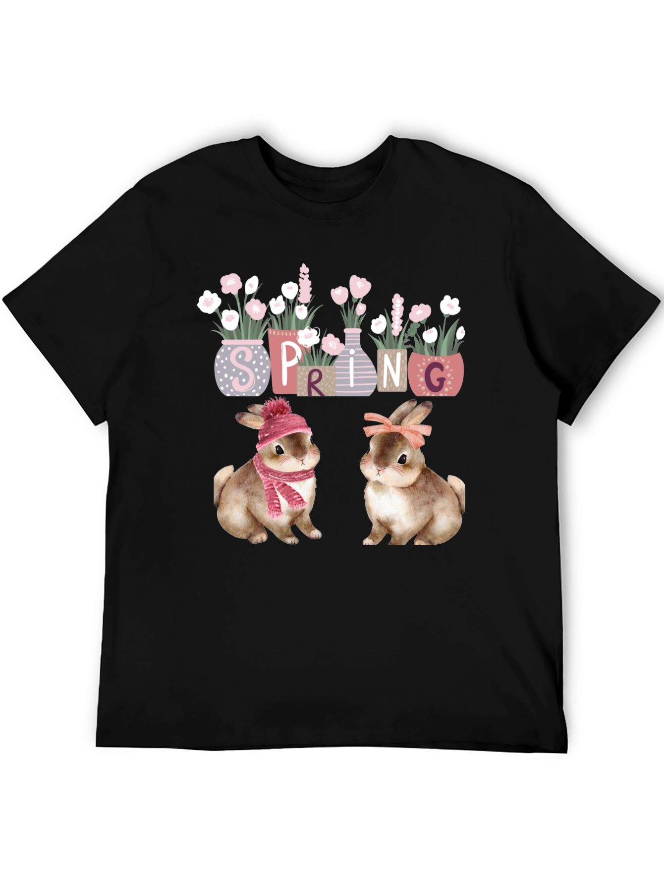 Black Spring Bunnies T-Shirt view 5