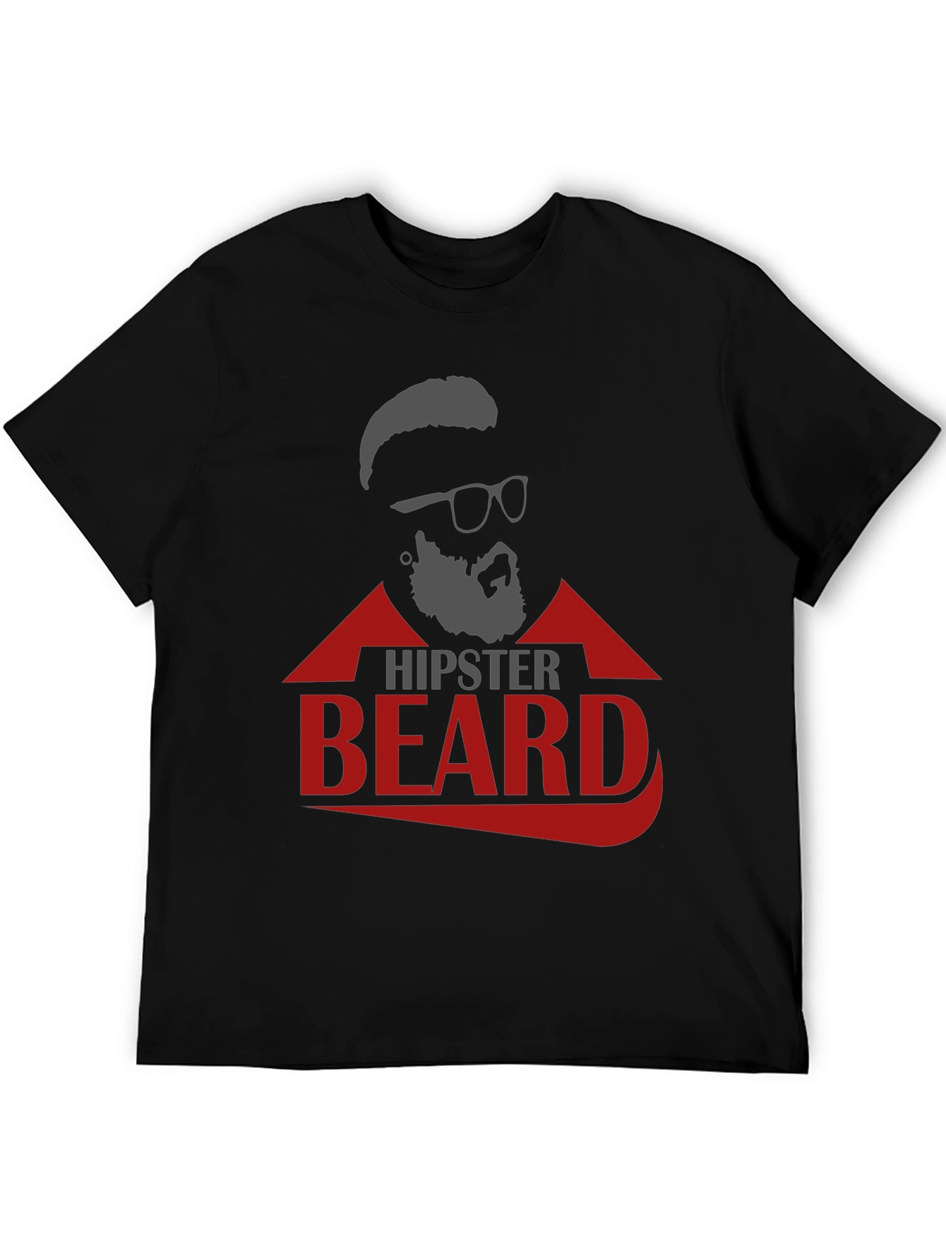Black Hipster Beard Graphic T-Shirt view 5
