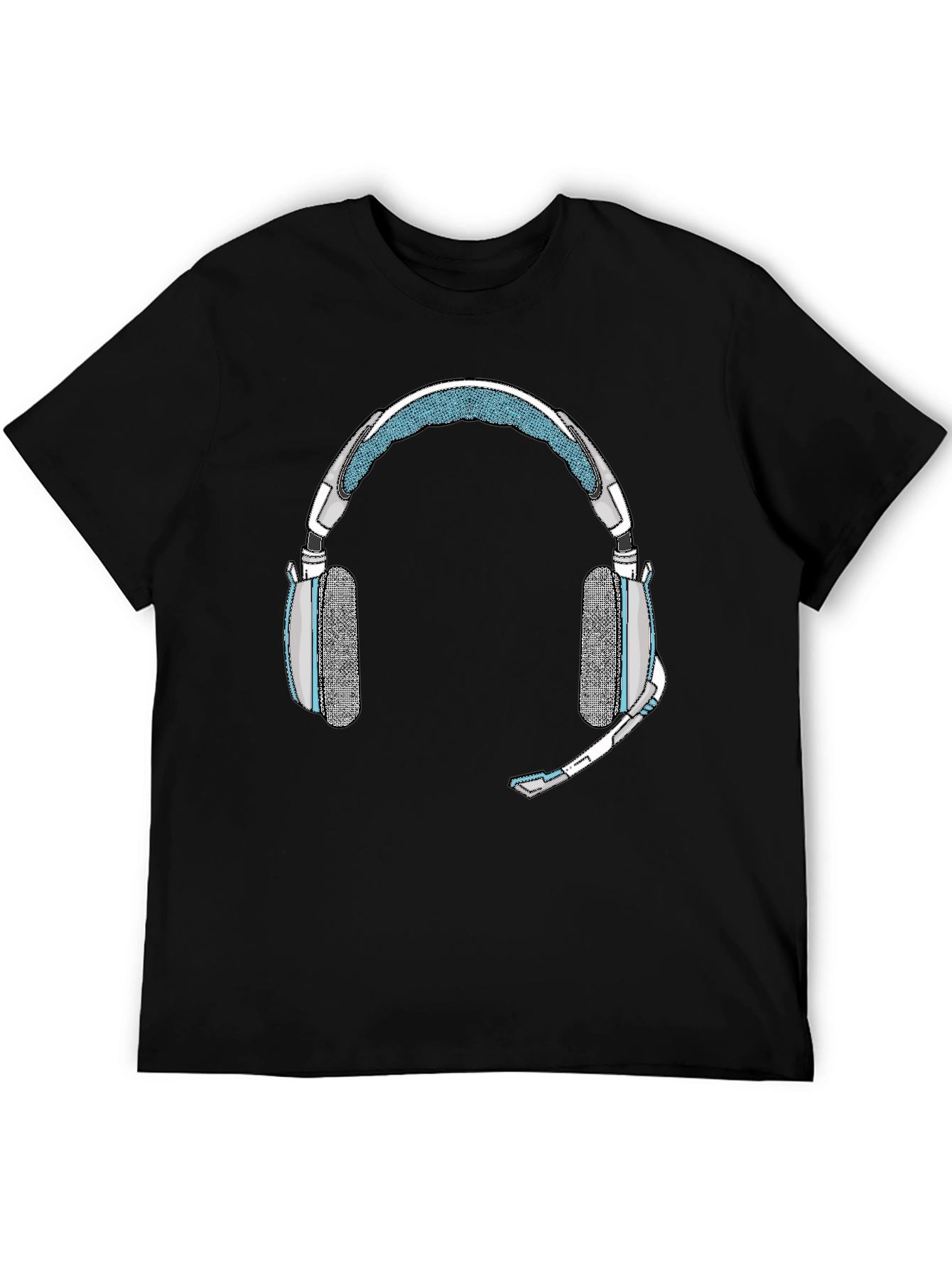 Black Gaming Headset Graphic Tee - Gamer Style Shirt view 5